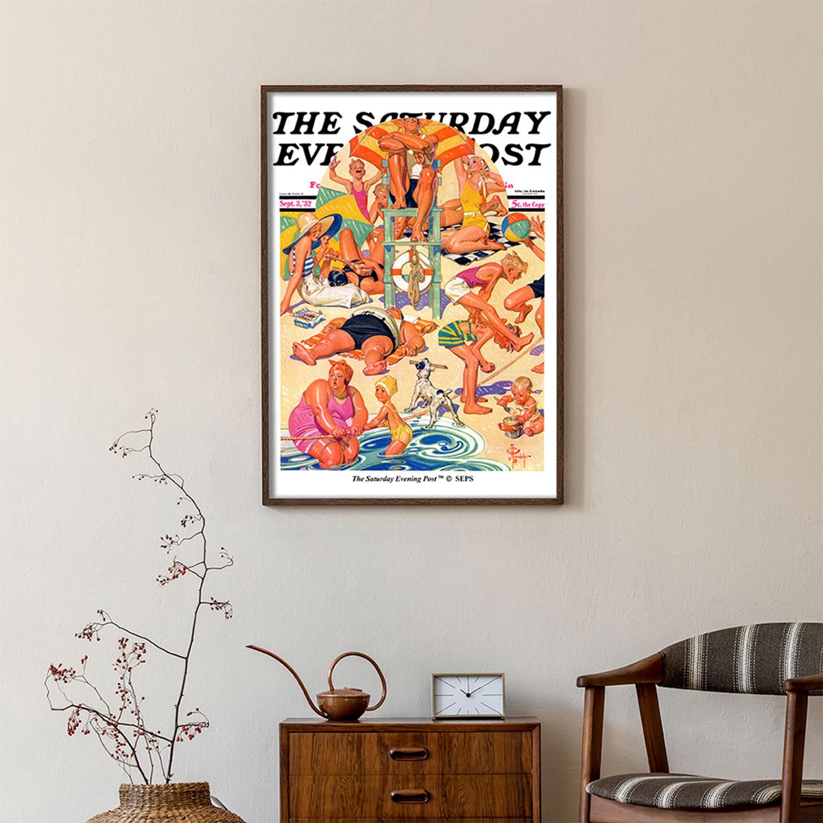 더 새터데이 이브닝 포스트(THE SATURDAY EVENING POST) SEP Framed Poster_King of the Beach