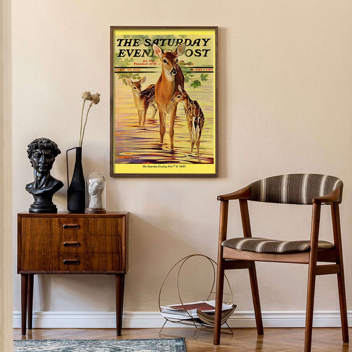 더 새터데이 이브닝 포스트(THE SATURDAY EVENING POST) SEP Framed Poster_Doe and Fawns