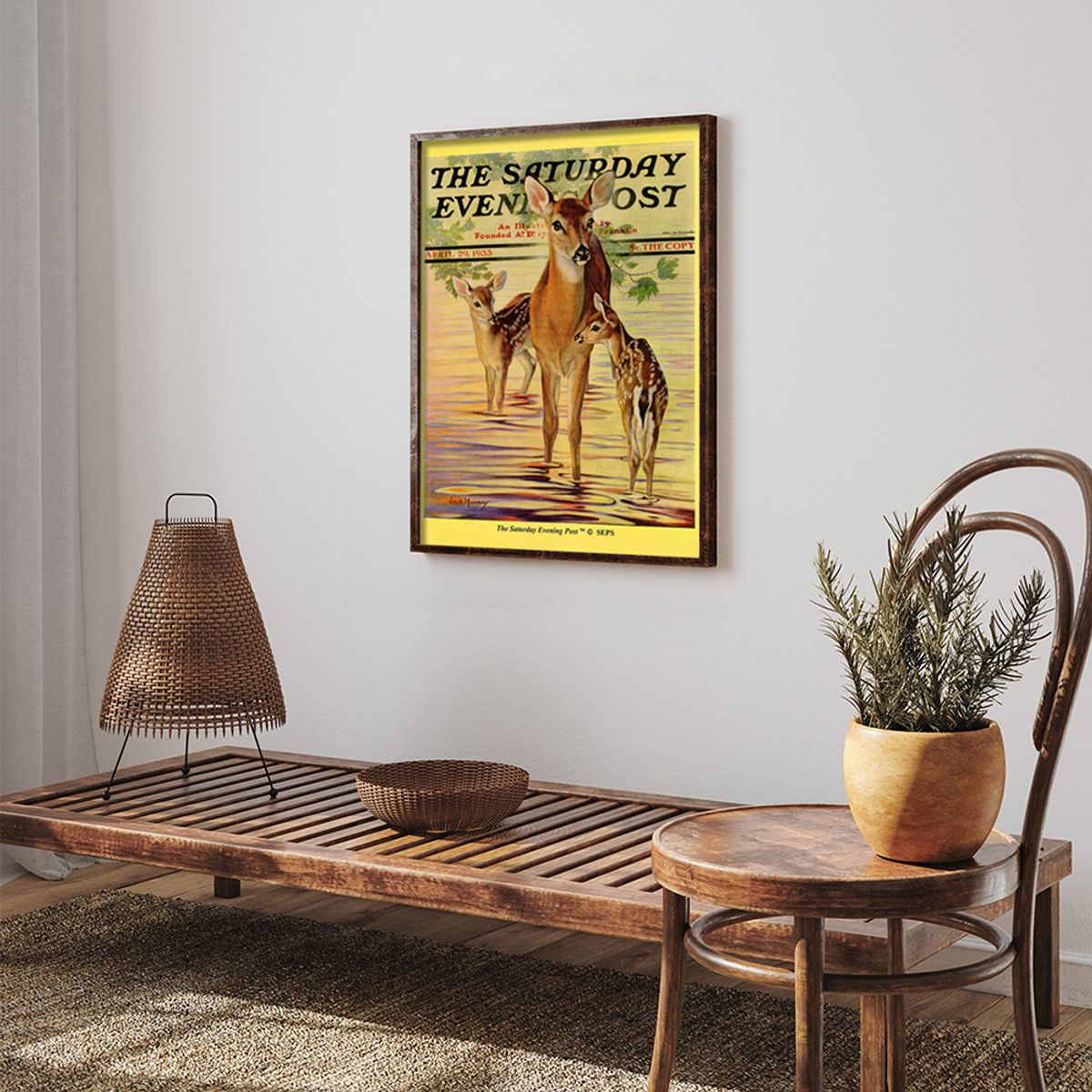 더 새터데이 이브닝 포스트(THE SATURDAY EVENING POST) SEP Framed Poster_Doe and Fawns