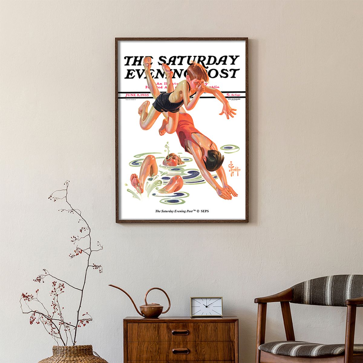 더 새터데이 이브닝 포스트(THE SATURDAY EVENING POST) SEP Framed Poster_Diving In