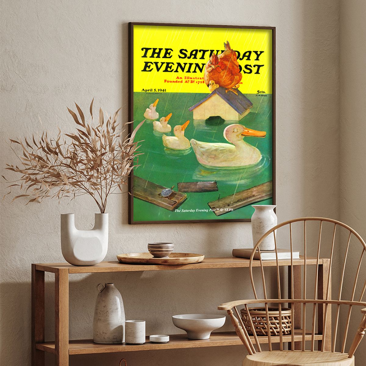 더 새터데이 이브닝 포스트(THE SATURDAY EVENING POST) SEP Framed Poster_Ducks in a Flood