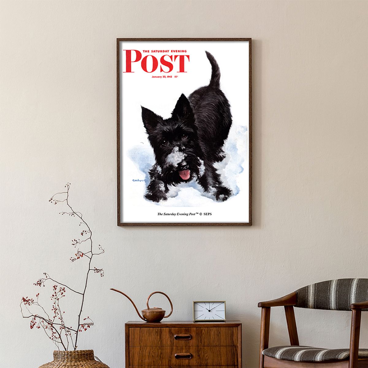 더 새터데이 이브닝 포스트(THE SATURDAY EVENING POST) SEP Framed Poster_Scotty in Snow