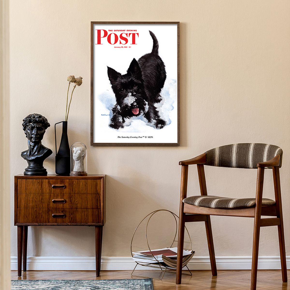 더 새터데이 이브닝 포스트(THE SATURDAY EVENING POST) SEP Framed Poster_Scotty in Snow