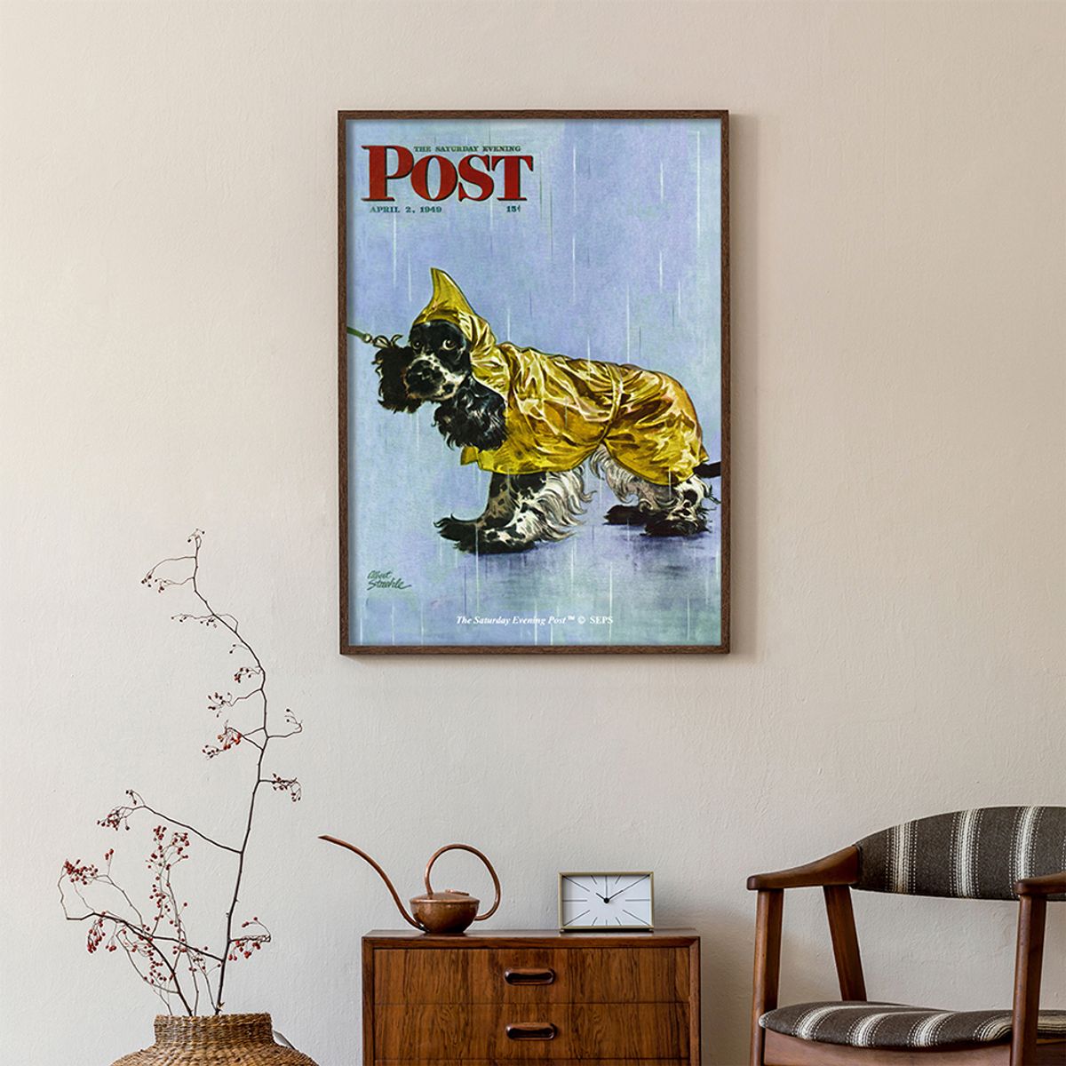 더 새터데이 이브닝 포스트(THE SATURDAY EVENING POST) SEP Framed Poster_Butch in Raingear