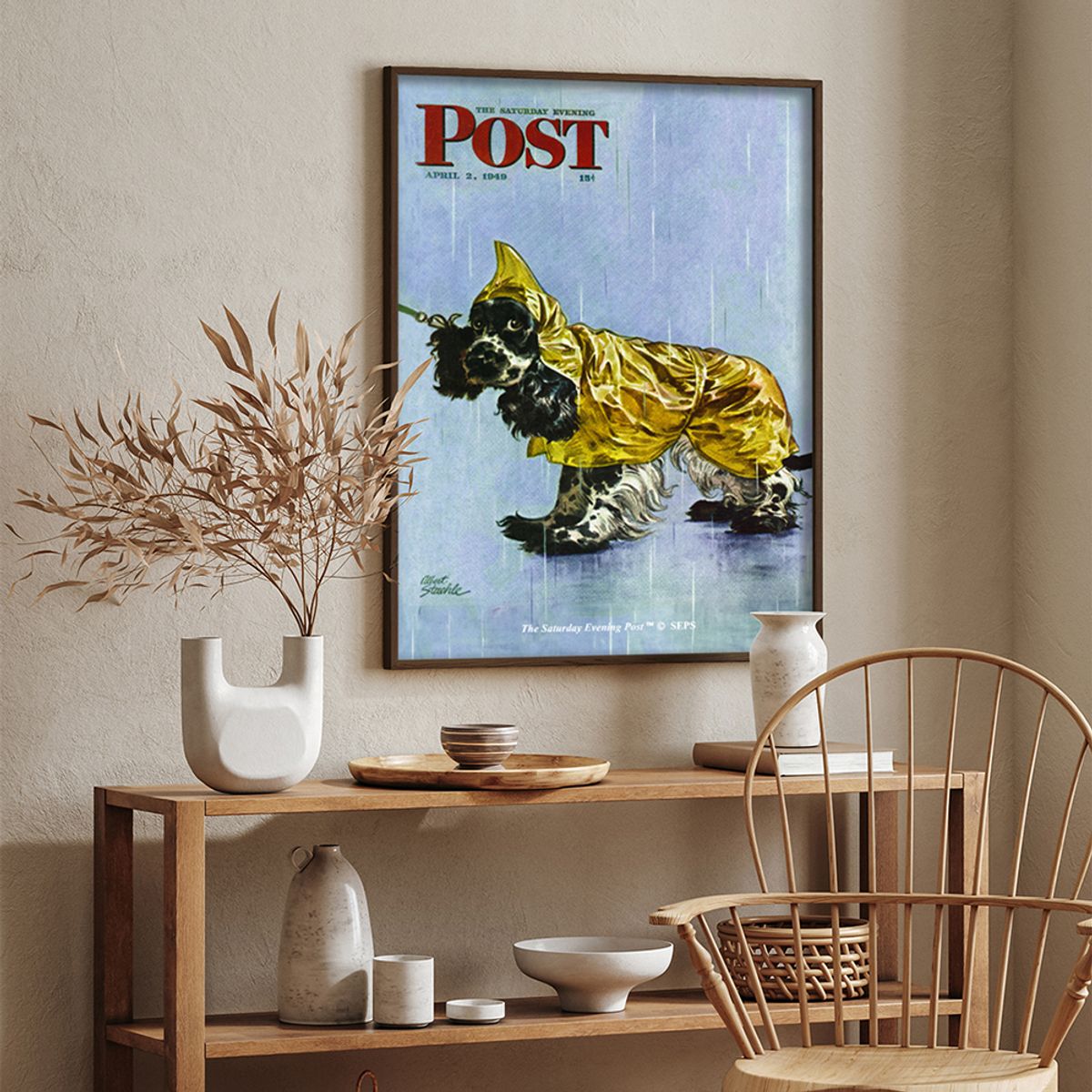 더 새터데이 이브닝 포스트(THE SATURDAY EVENING POST) SEP Framed Poster_Butch in Raingear
