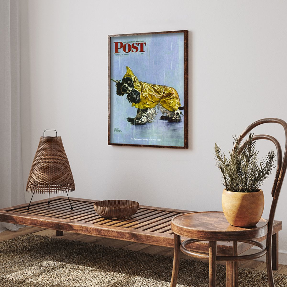 더 새터데이 이브닝 포스트(THE SATURDAY EVENING POST) SEP Framed Poster_Butch in Raingear