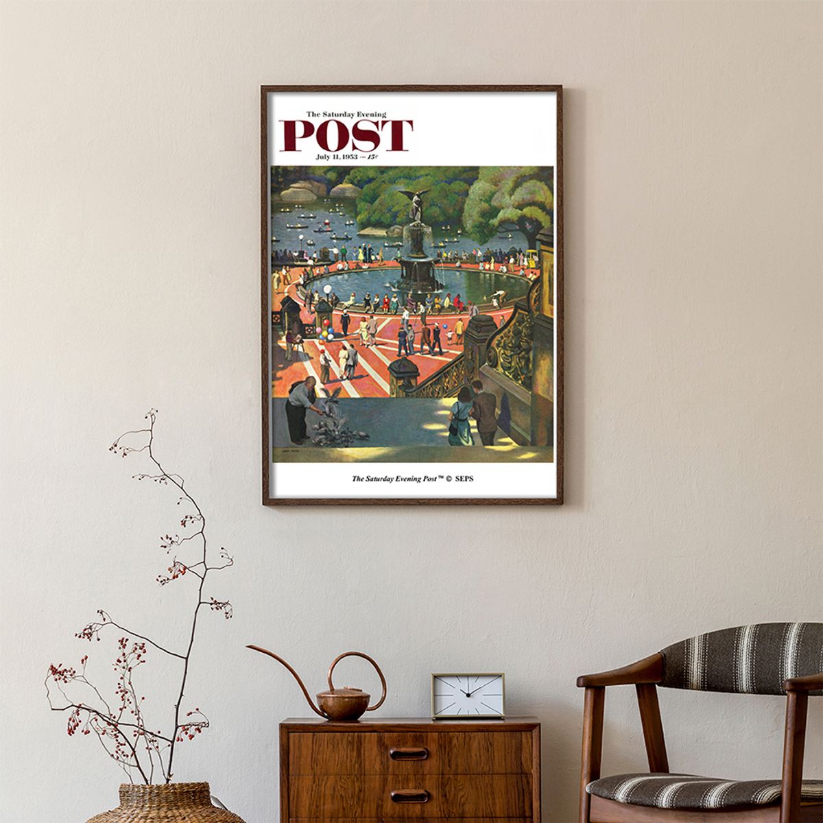 더 새터데이 이브닝 포스트(THE SATURDAY EVENING POST) SEP Framed Poster_Boating in Central Park
