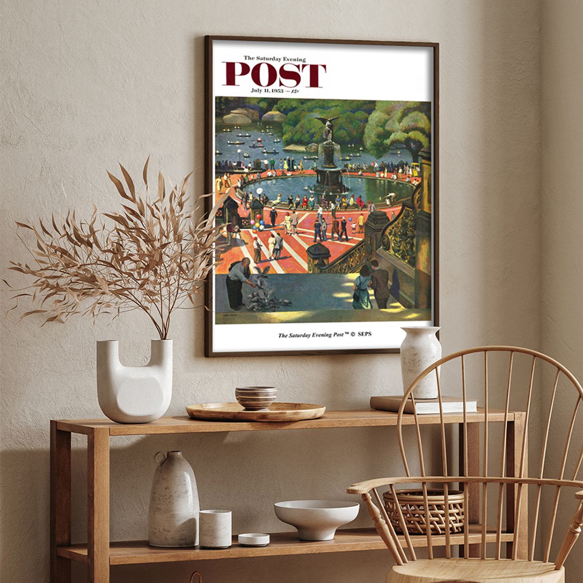 더 새터데이 이브닝 포스트(THE SATURDAY EVENING POST) SEP Framed Poster_Boating in Central Park