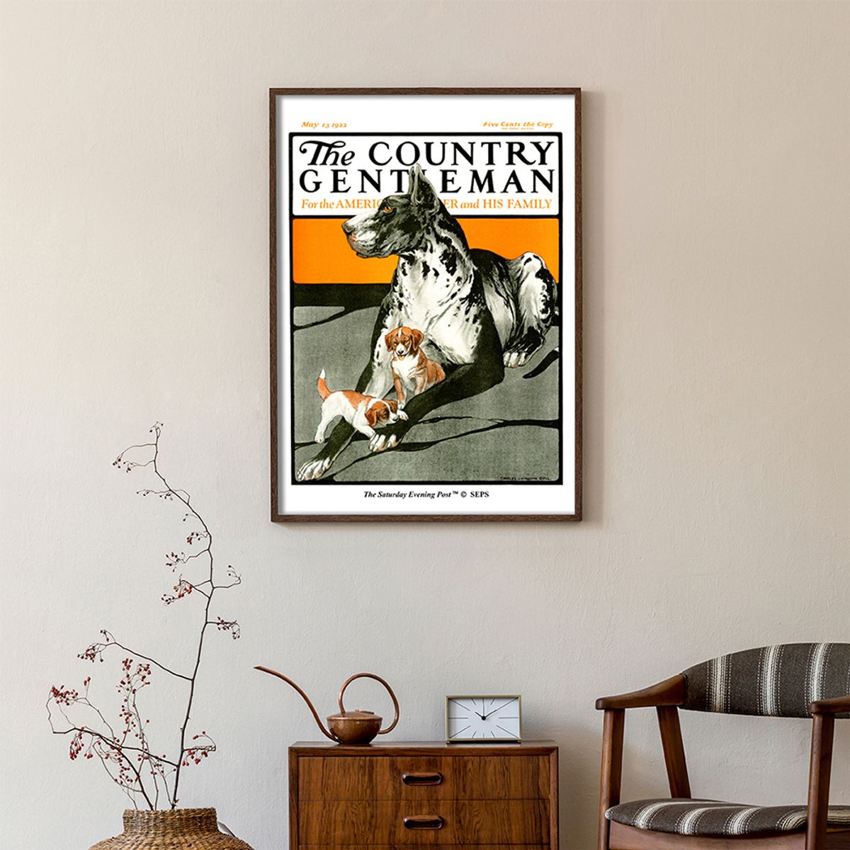 더 새터데이 이브닝 포스트(THE SATURDAY EVENING POST) SEP Framed Poster_Big Dog, Little Pups