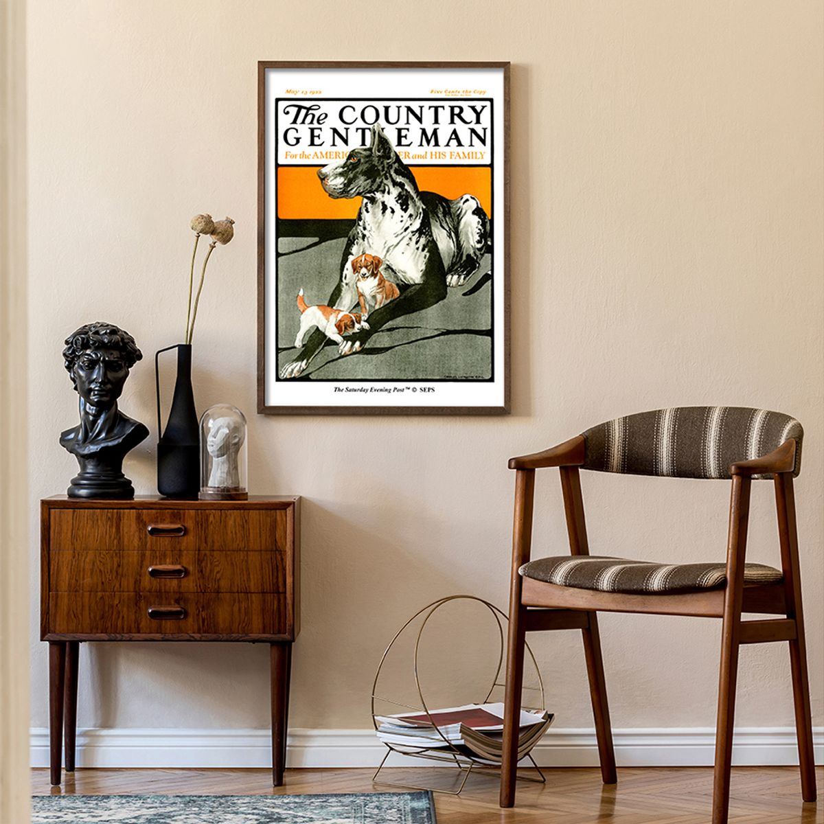더 새터데이 이브닝 포스트(THE SATURDAY EVENING POST) SEP Framed Poster_Big Dog, Little Pups