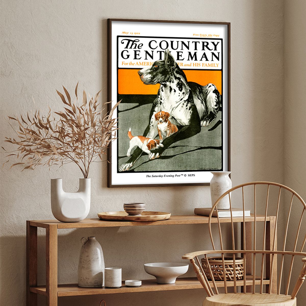 더 새터데이 이브닝 포스트(THE SATURDAY EVENING POST) SEP Framed Poster_Big Dog, Little Pups
