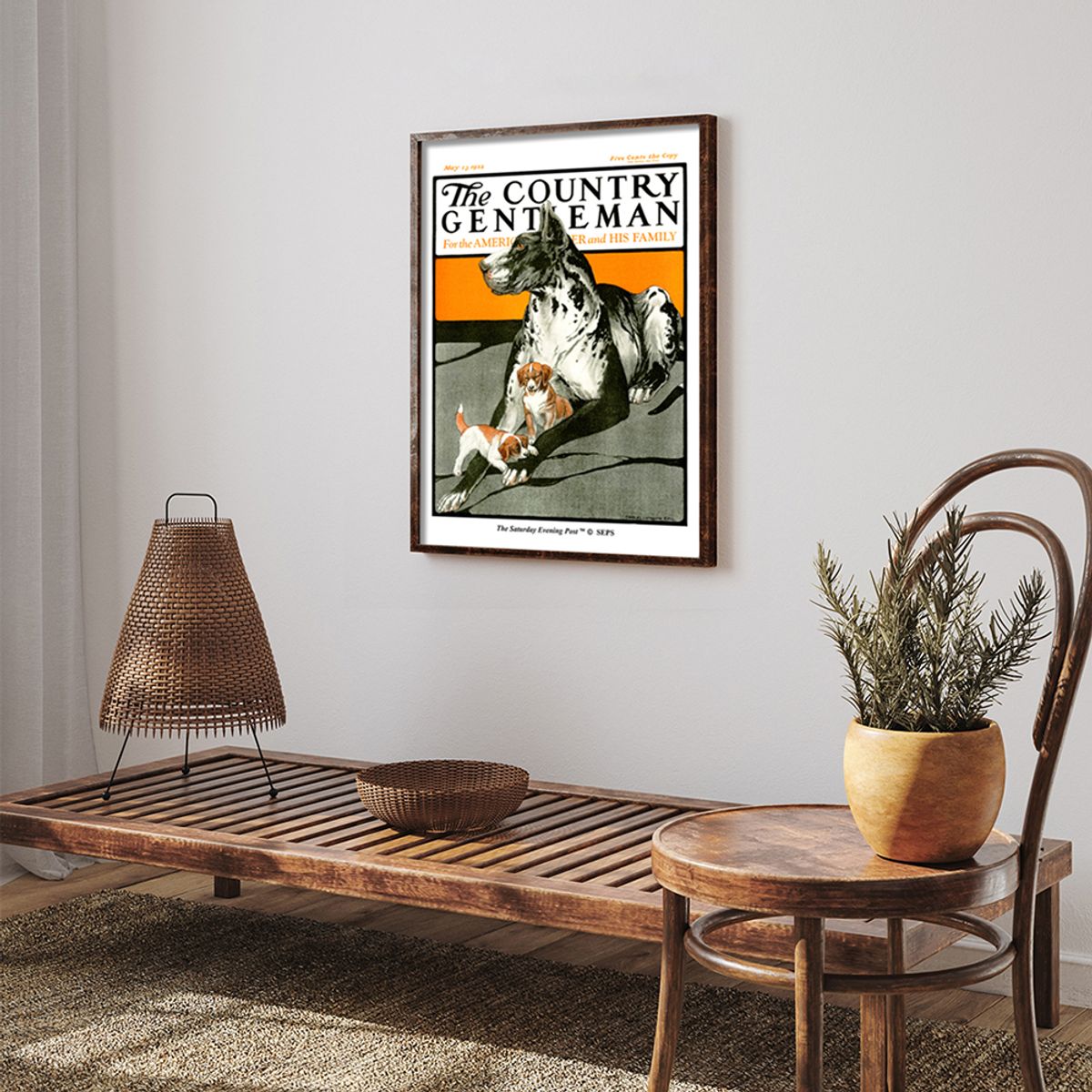 더 새터데이 이브닝 포스트(THE SATURDAY EVENING POST) SEP Framed Poster_Big Dog, Little Pups