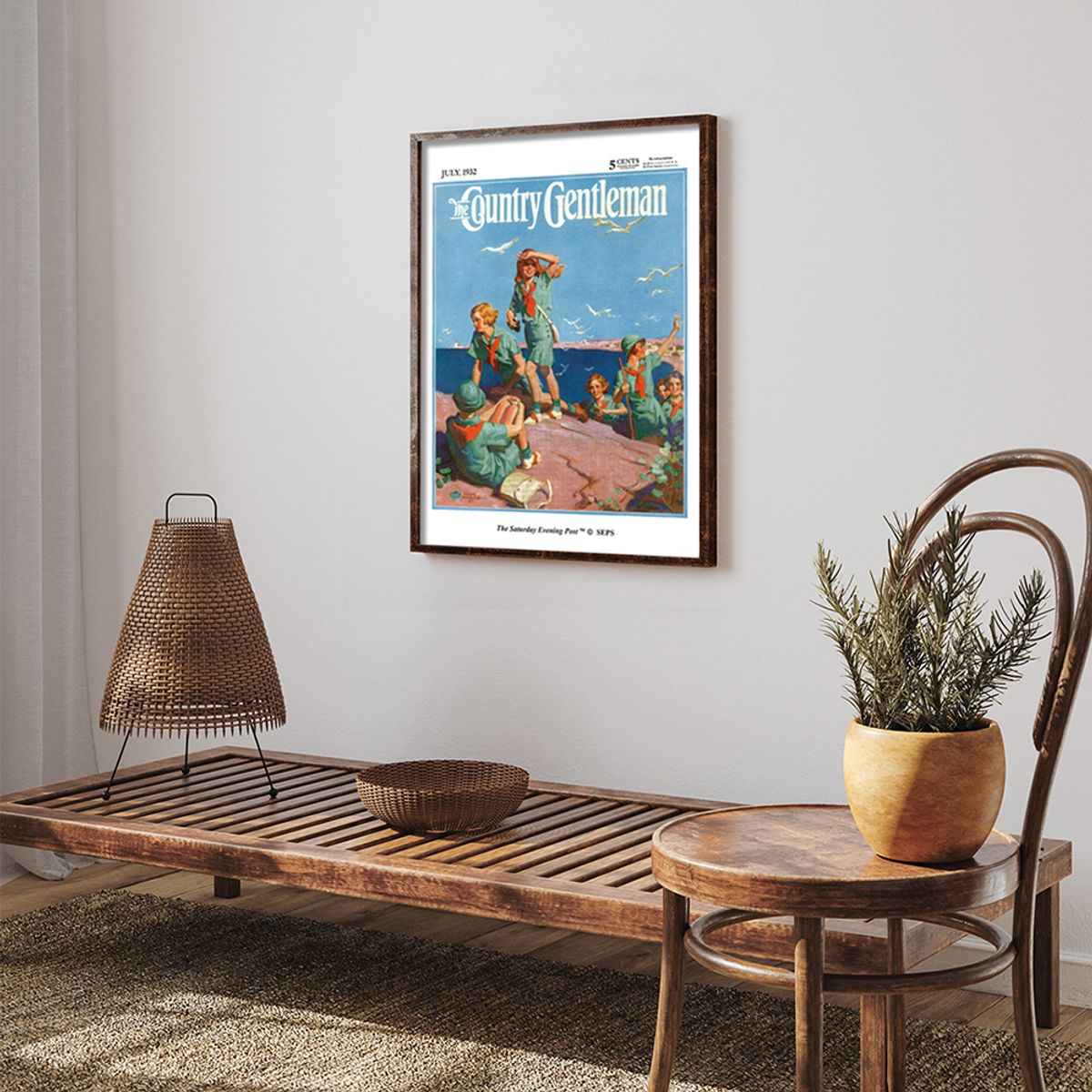 더 새터데이 이브닝 포스트(THE SATURDAY EVENING POST) SEP Framed Poster_Girl Scouts at Sea Shore