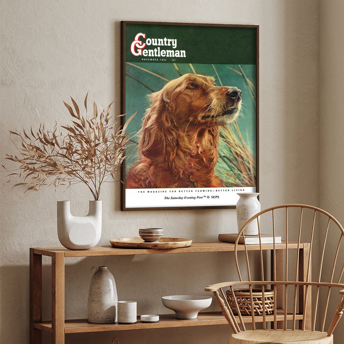 더 새터데이 이브닝 포스트(THE SATURDAY EVENING POST) SEP Framed Poster_Golden Retriever Looking Up