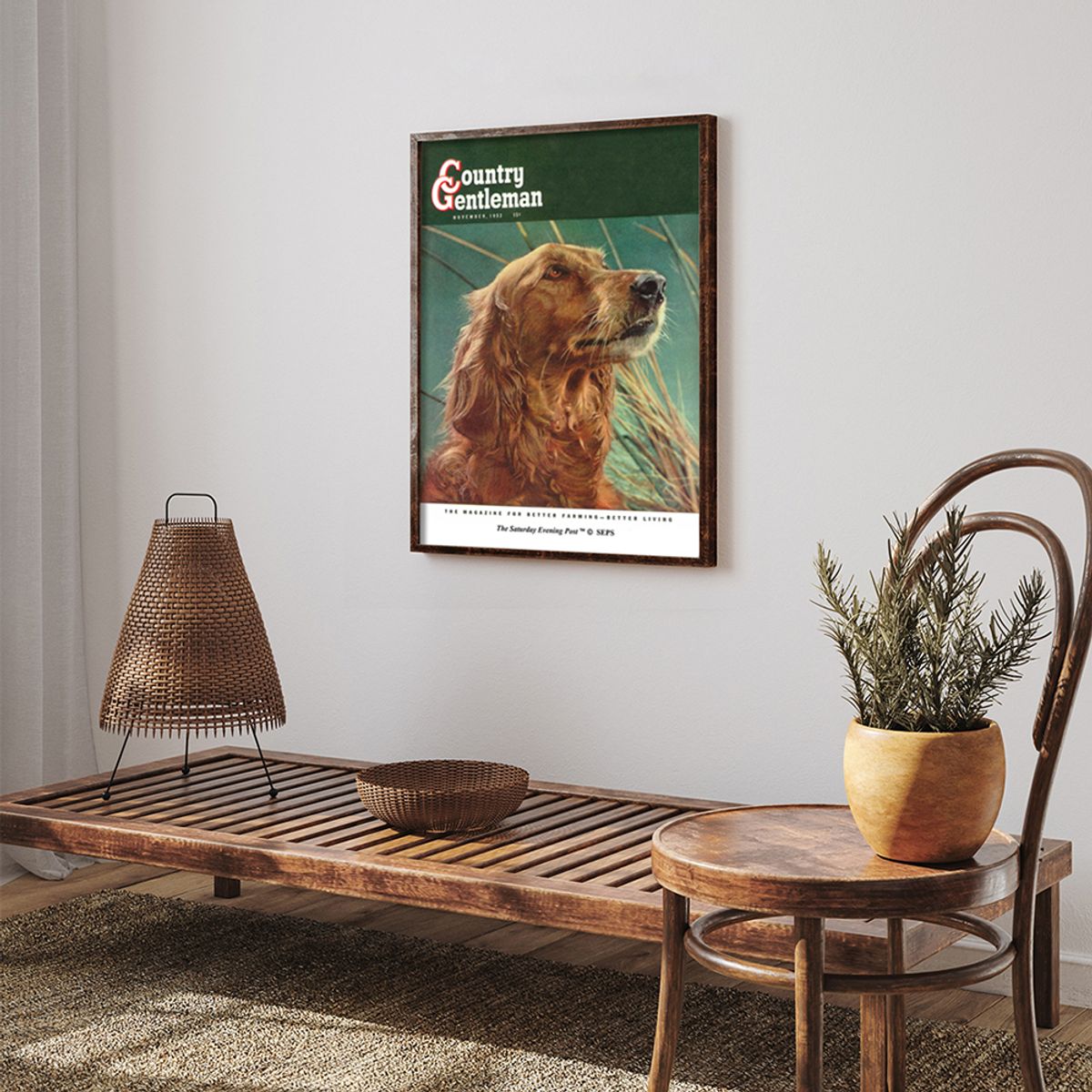 더 새터데이 이브닝 포스트(THE SATURDAY EVENING POST) SEP Framed Poster_Golden Retriever Looking Up