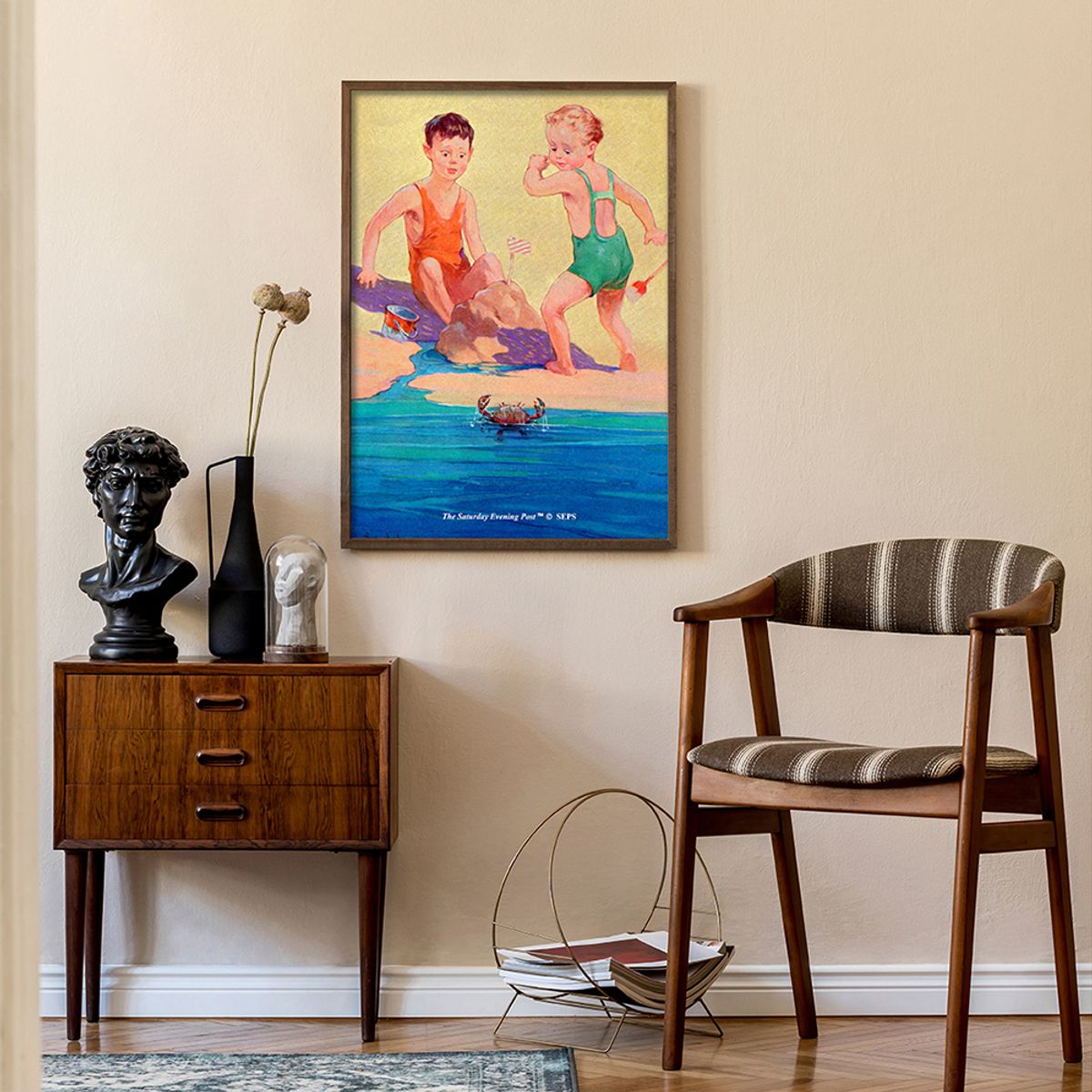 더 새터데이 이브닝 포스트(THE SATURDAY EVENING POST) SEP Framed Poster_Crab at the Beach