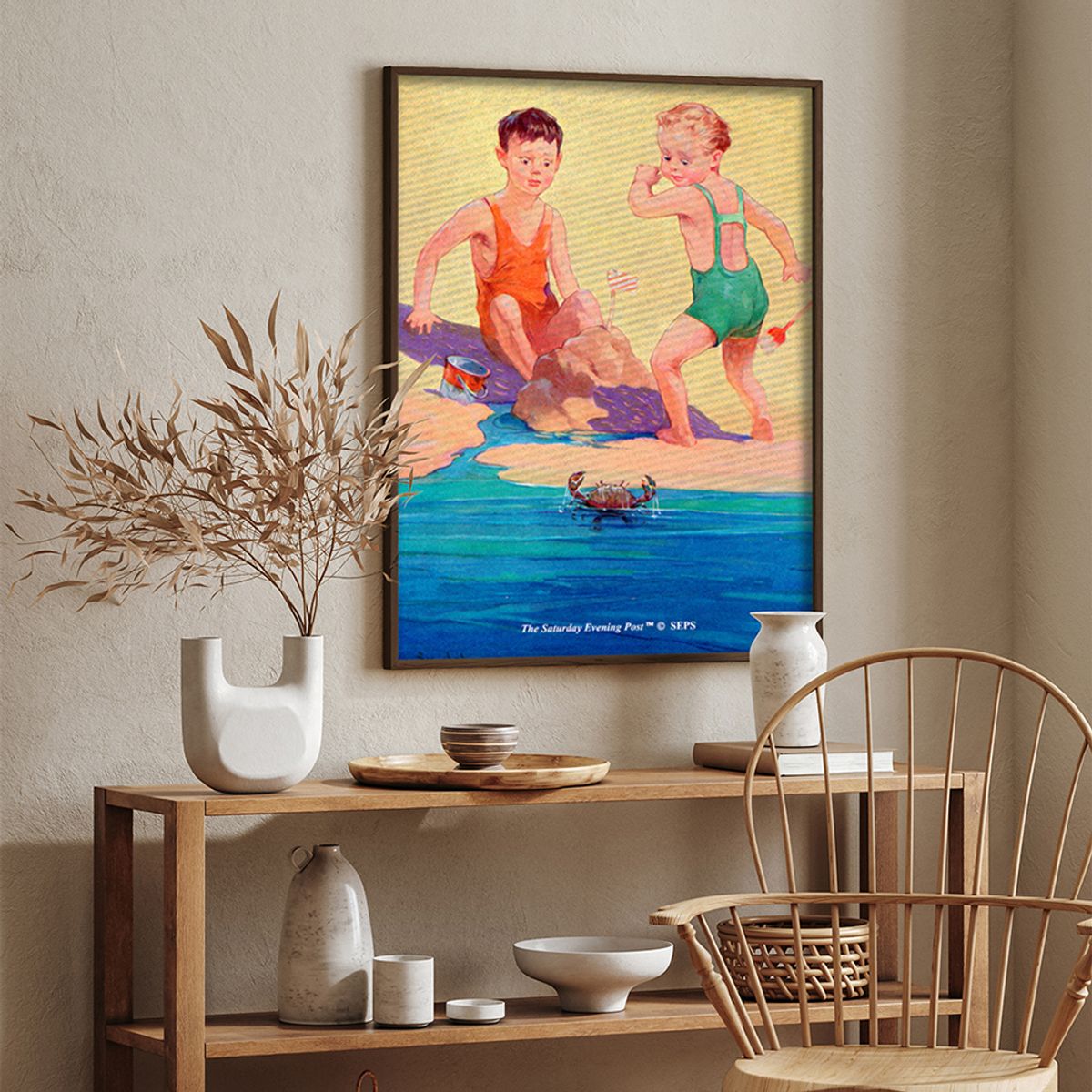 더 새터데이 이브닝 포스트(THE SATURDAY EVENING POST) SEP Framed Poster_Crab at the Beach