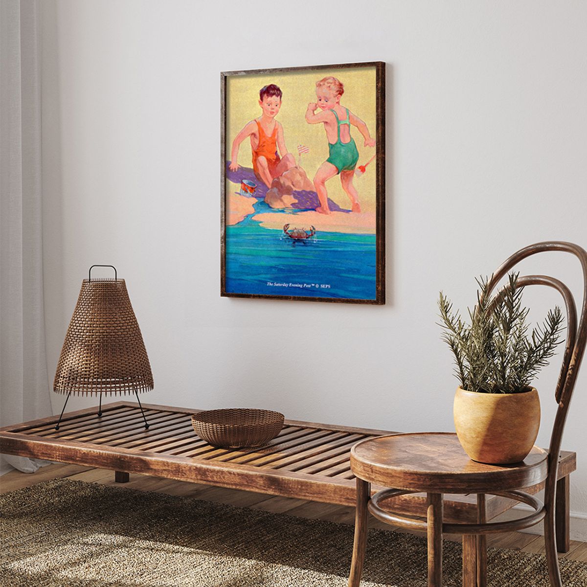더 새터데이 이브닝 포스트(THE SATURDAY EVENING POST) SEP Framed Poster_Crab at the Beach