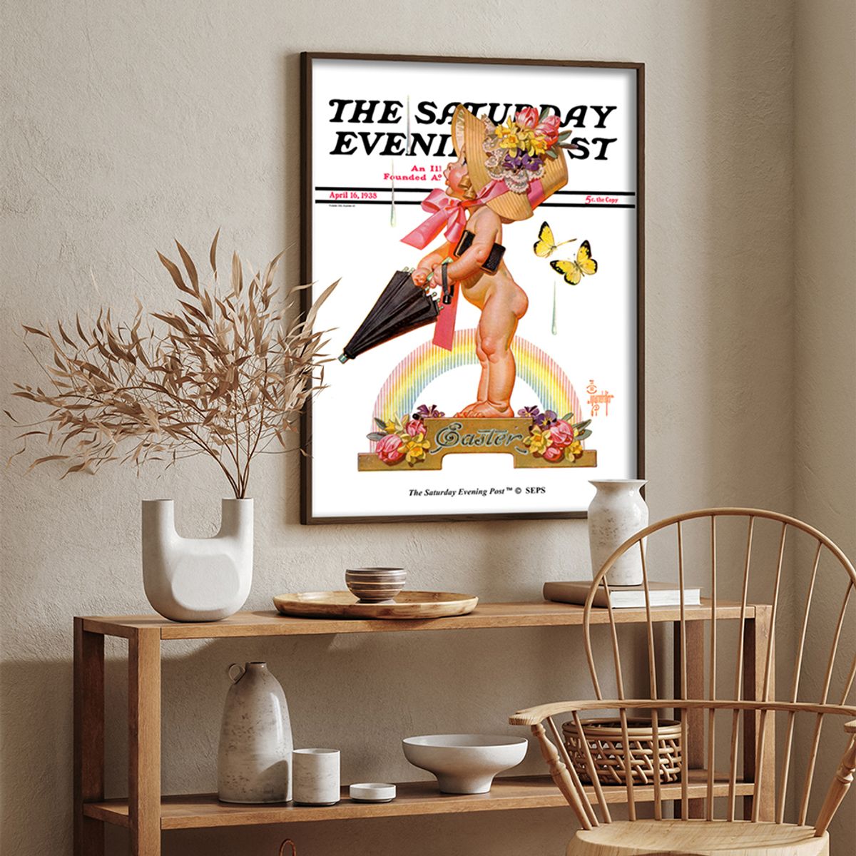 더 새터데이 이브닝 포스트(THE SATURDAY EVENING POST) SEP Framed Poster_Easter Rainbow
