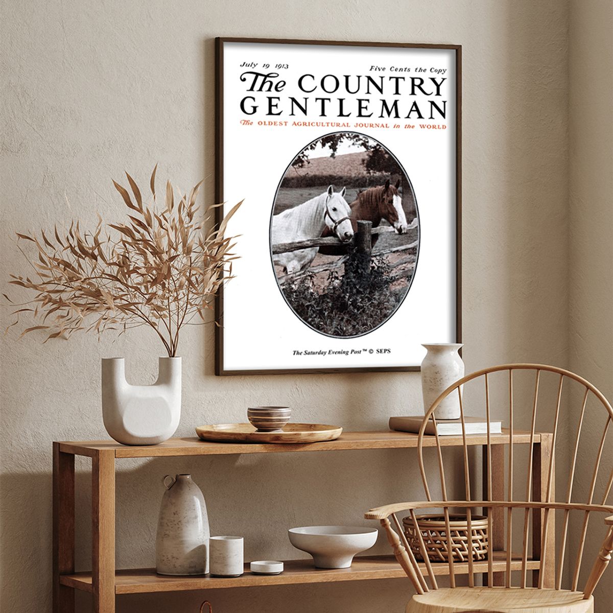 더 새터데이 이브닝 포스트(THE SATURDAY EVENING POST) SEP Framed Poster_Horses at Fence