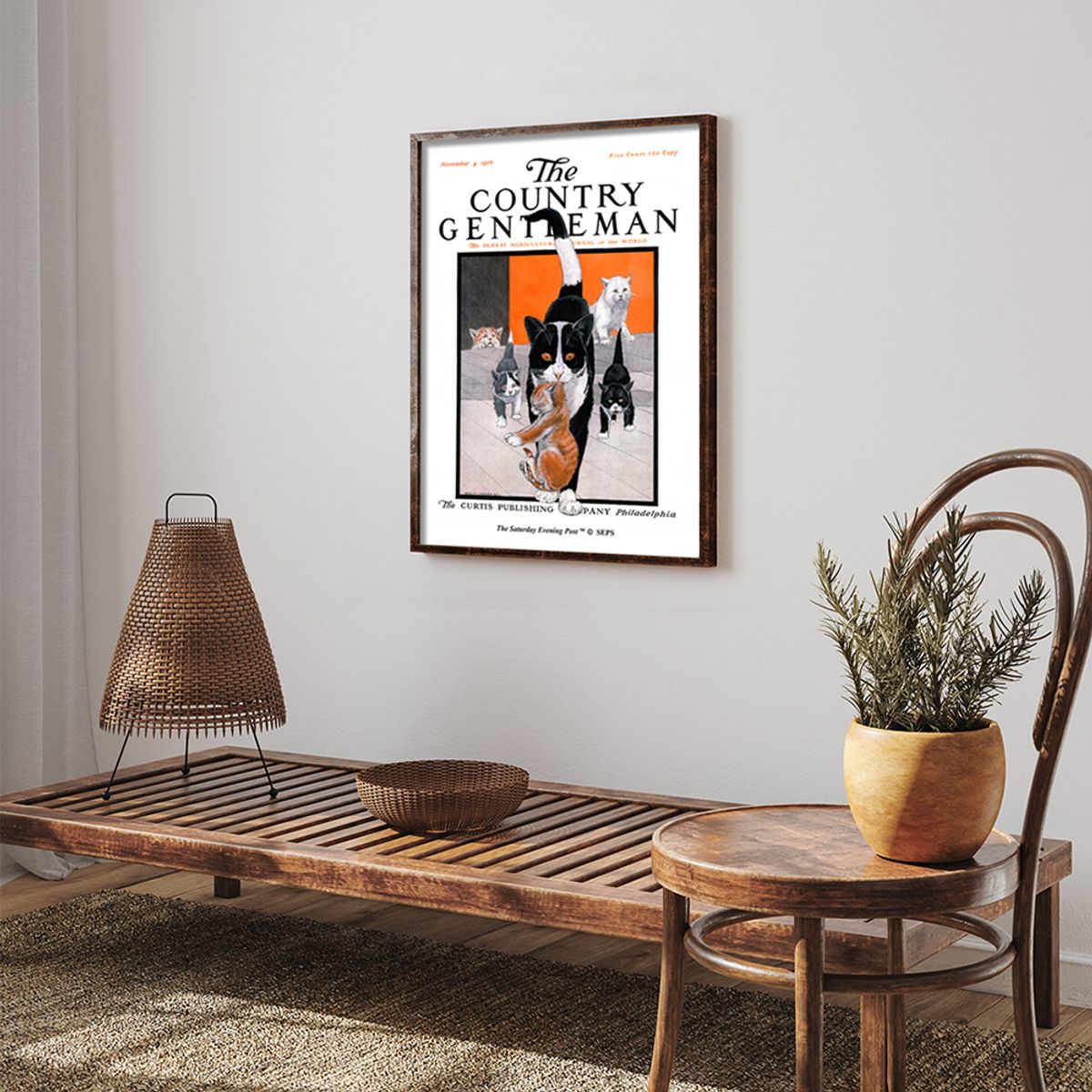 더 새터데이 이브닝 포스트(THE SATURDAY EVENING POST) SEP Framed Poster_Mother Cat and Kittens