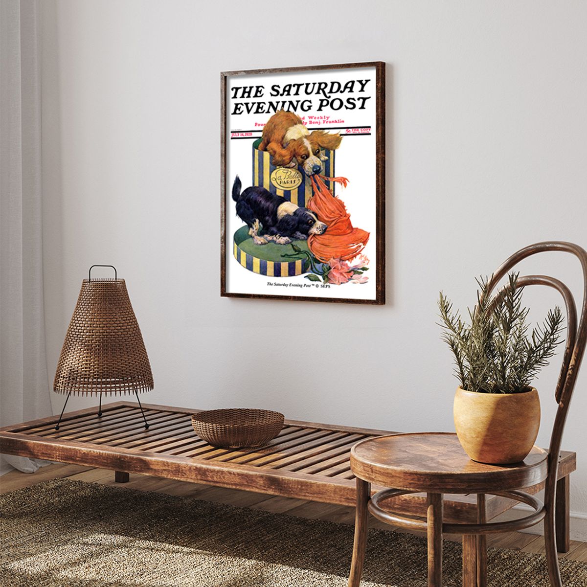 더 새터데이 이브닝 포스트(THE SATURDAY EVENING POST) SEP Framed Poster_Dogs Eating Hat