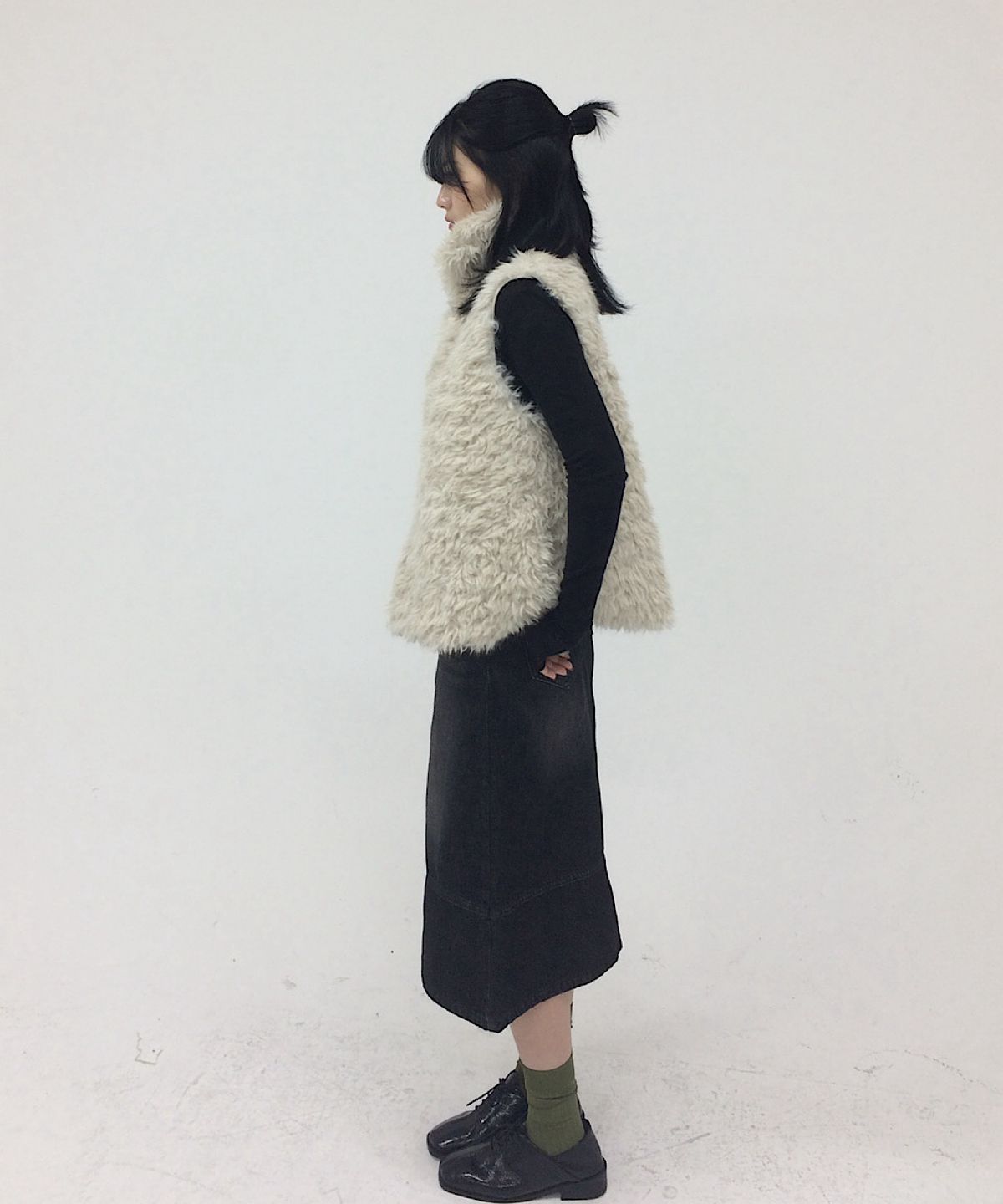 아포엠(APOEM) Fur Leather Vest (2C)