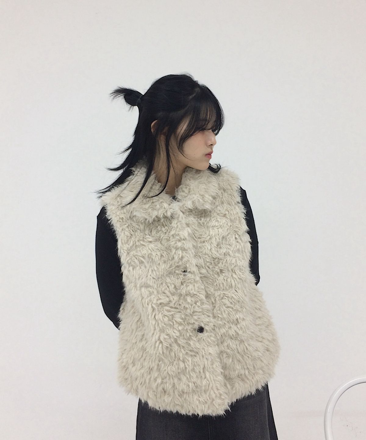 아포엠(APOEM) Fur Leather Vest (2C)