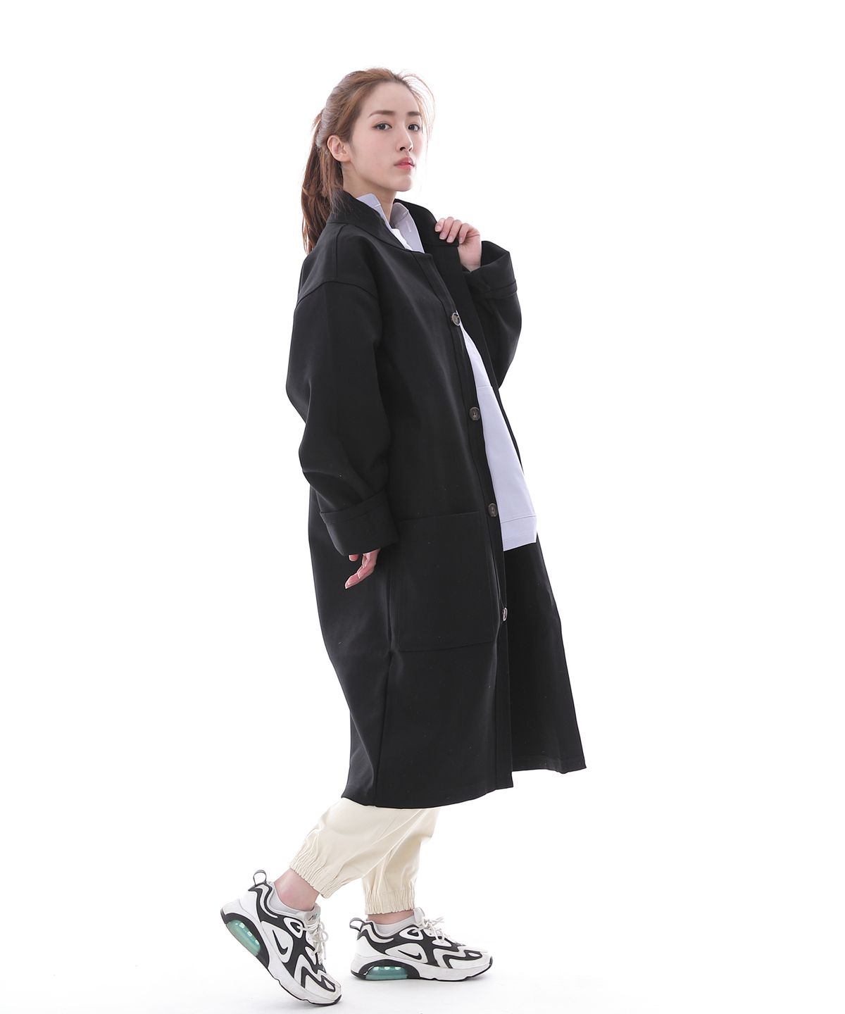 세인트크루(SAINTCREW) 퍼티그 롤업 롱 트렌치 버튼코트 FBL-700 블랙