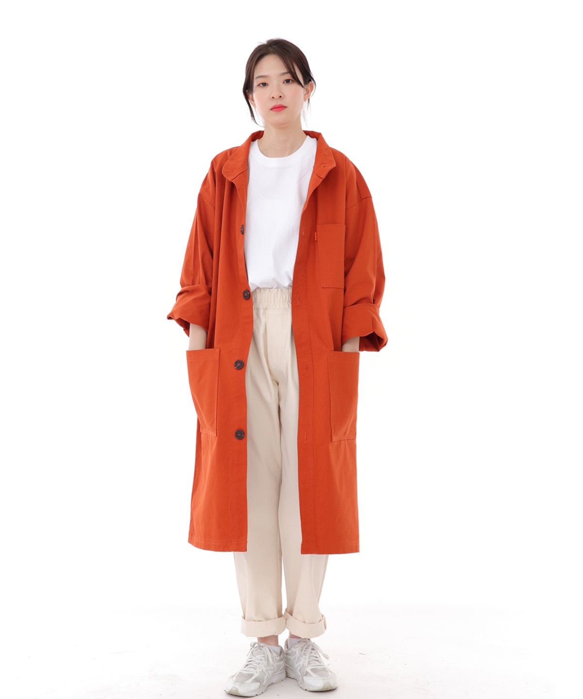 세인트크루(SAINTCREW) 퍼티그 롤업 롱 트렌치 버튼코트 FBL-700 브릭