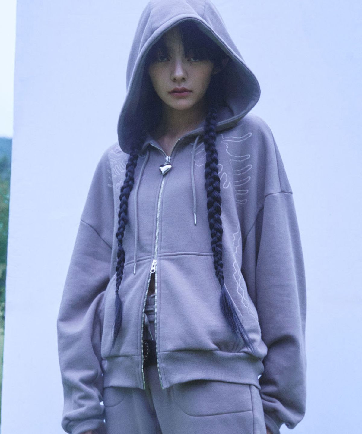 퓨레(PUREE) Bony-tail zip-up hoodie Brown