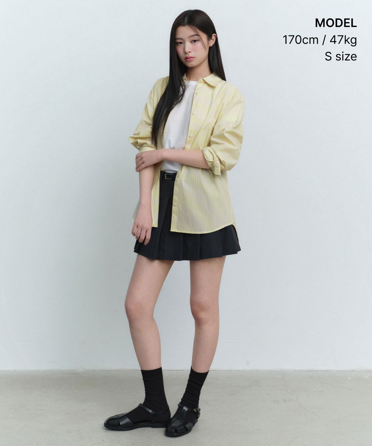 무신사 스탠다드 우먼(MUSINSA STANDARD WOMAN) 우먼즈 스트라이프 릴렉스드 포플린 셔츠 [레몬]