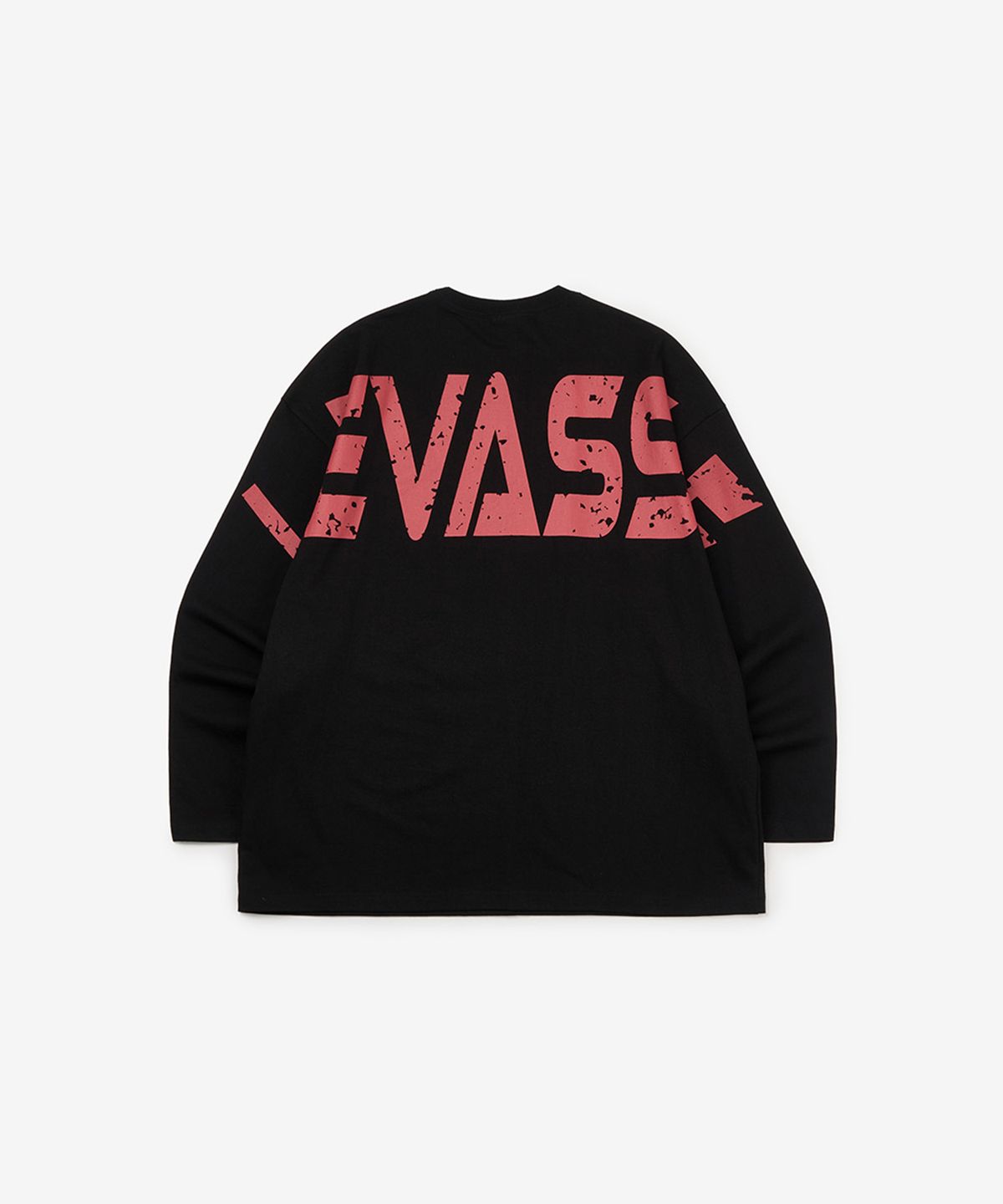 르바세(LEVASSE) 올드스쿨 백 레드로고 오버핏 긴팔 티셔츠_블랙