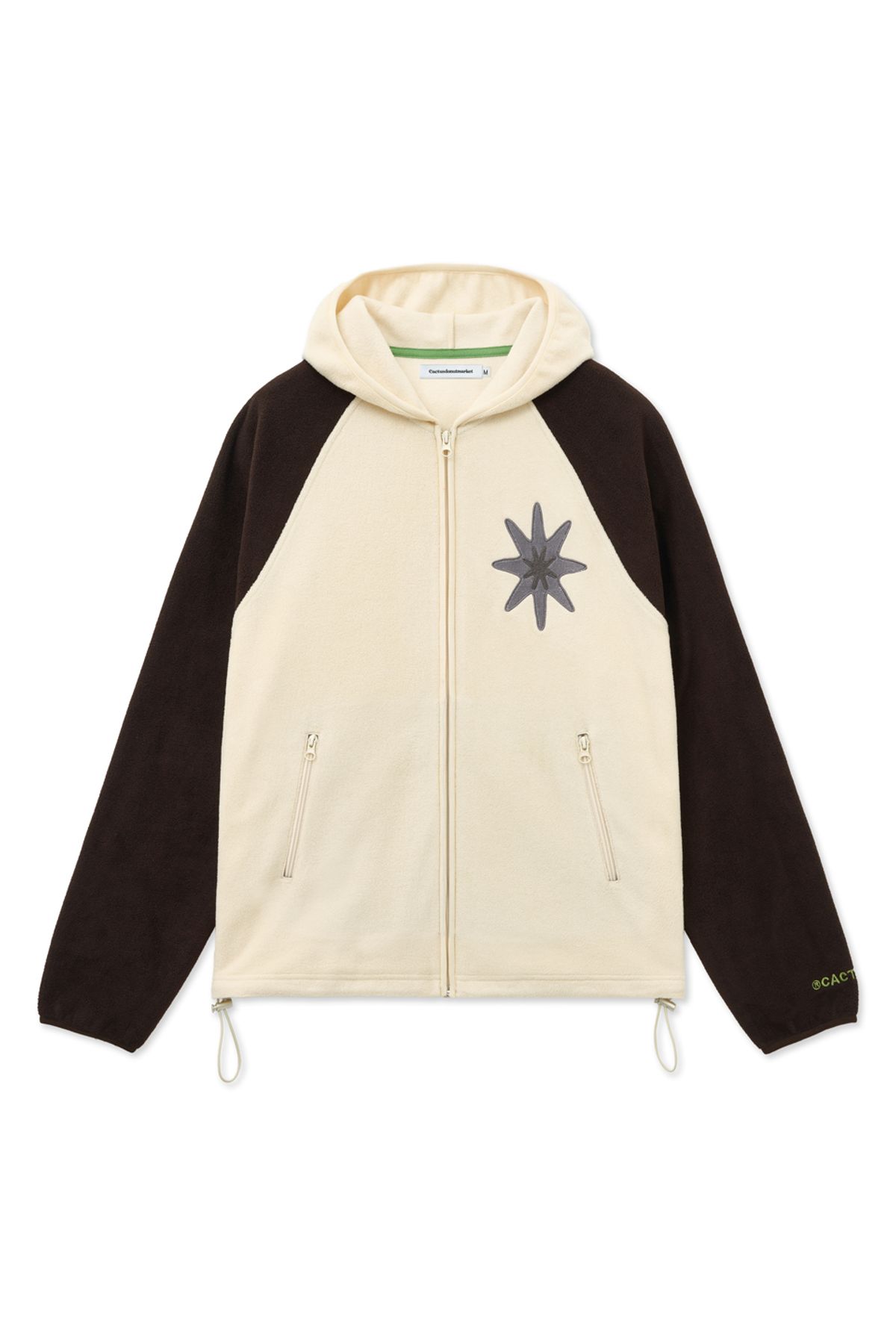 캑터스도넛마켓(CACTUSDONUTMARKET) Star Embroidery Fleece Hood Zip-up Jacket-Cream