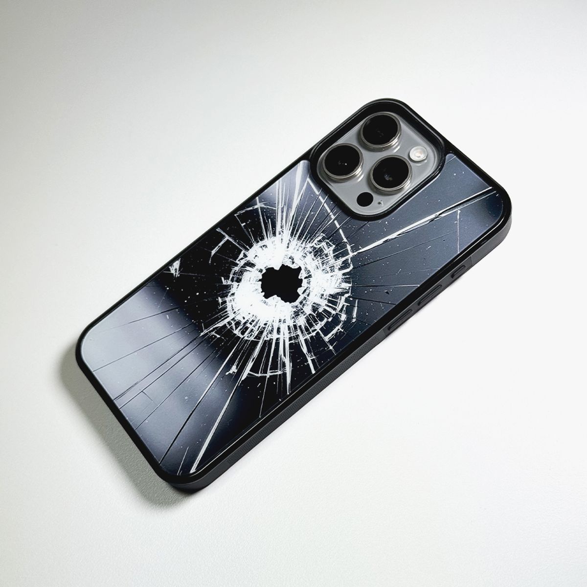 메모리즈바운더리(MEMORIESBOUNDARY) Cracked Glass Phone Case (Glass_Graphite Black)/(Magsafe)