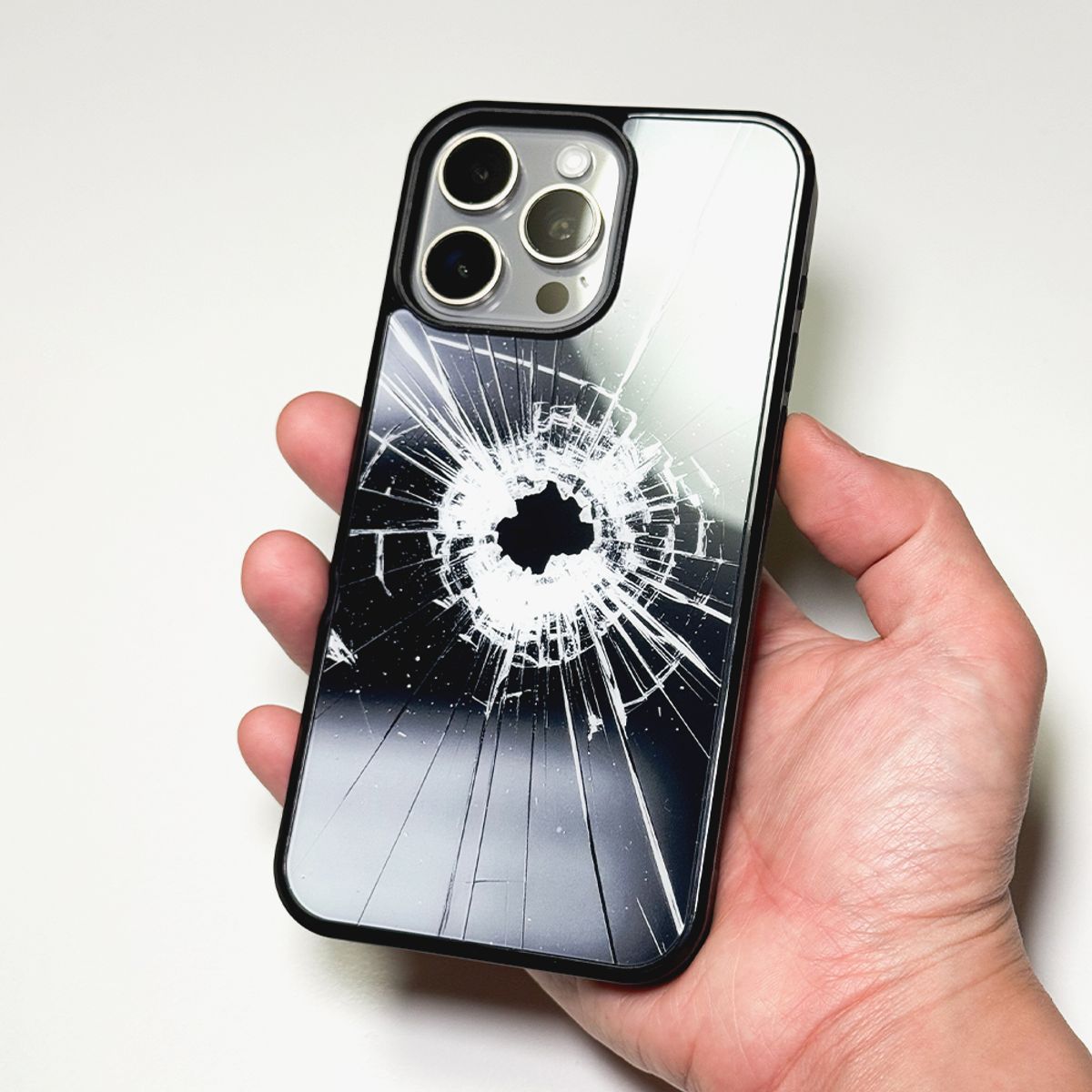 메모리즈바운더리(MEMORIESBOUNDARY) Cracked Glass Phone Case (Glass_Graphite Black)/(Magsafe)