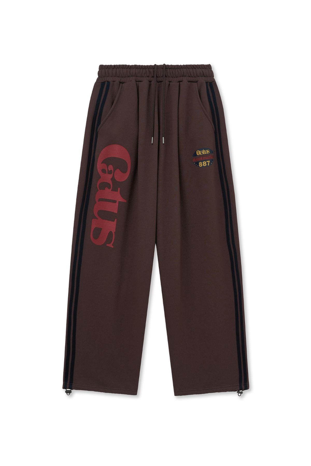 캑터스도넛마켓(CACTUSDONUTMARKET) Cactus Track Line Wide Sweat Pants-Brown