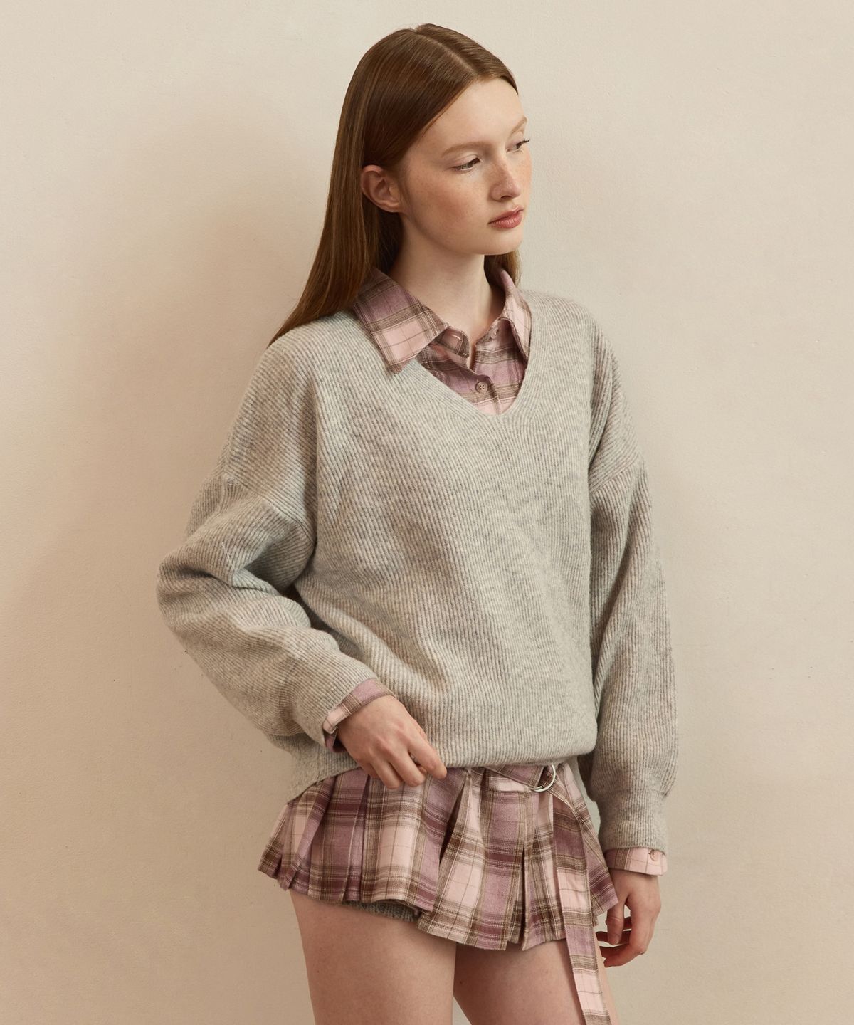 어다울(ADAUL) Fancy pleats belted blouse - vintage pink