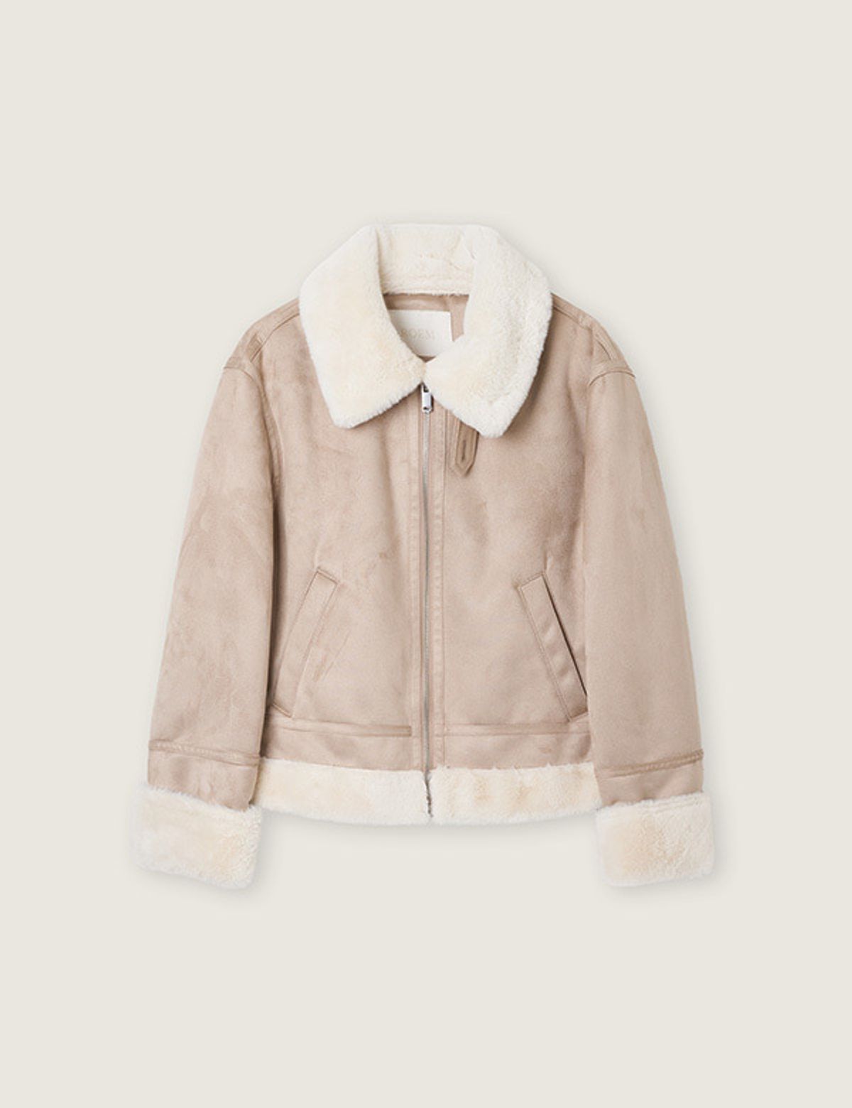 로엠(ROEM) 카라 집업 무스탕_RMJLF4VR11