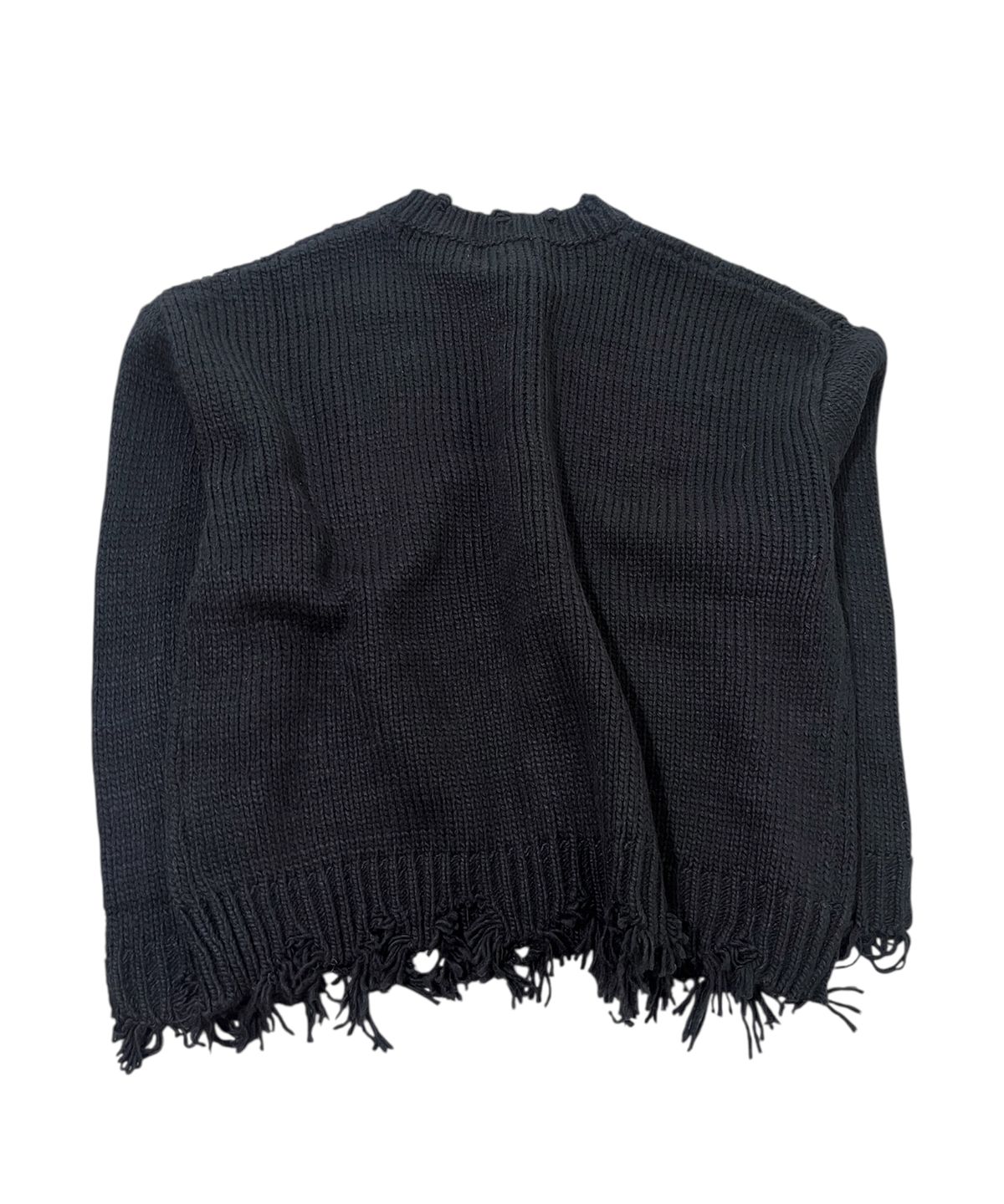 스케이터락(SK8ER ROCK) Cross Destroyed Tassel Knit Cardigan ((black))