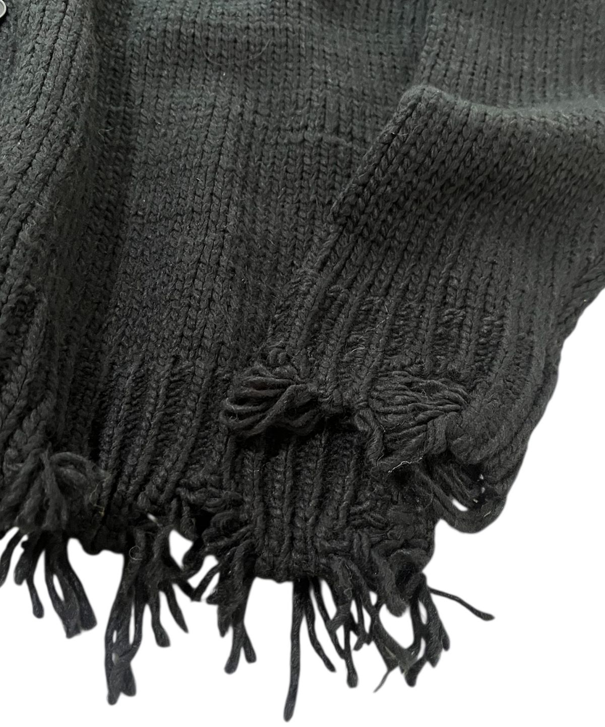 스케이터락(SK8ER ROCK) Cross Destroyed Tassel Knit Cardigan ((black))