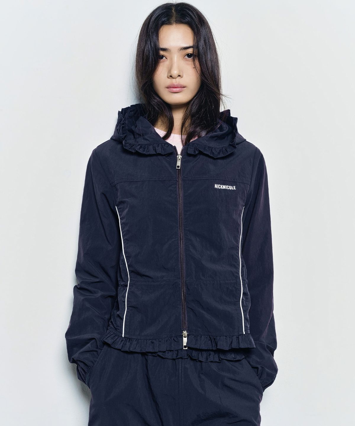 닉앤니콜(NICK&NICOLE) RUFFLE LACE HOOD JACKET_NAVY