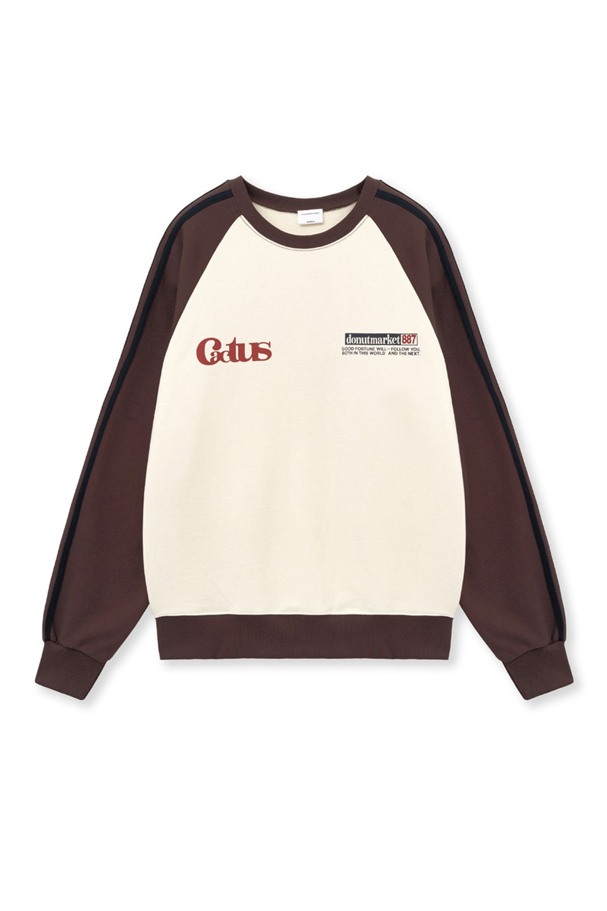 캑터스도넛마켓(CACTUSDONUTMARKET) Graphic Raglan Track Line Sweatshirt-Brown