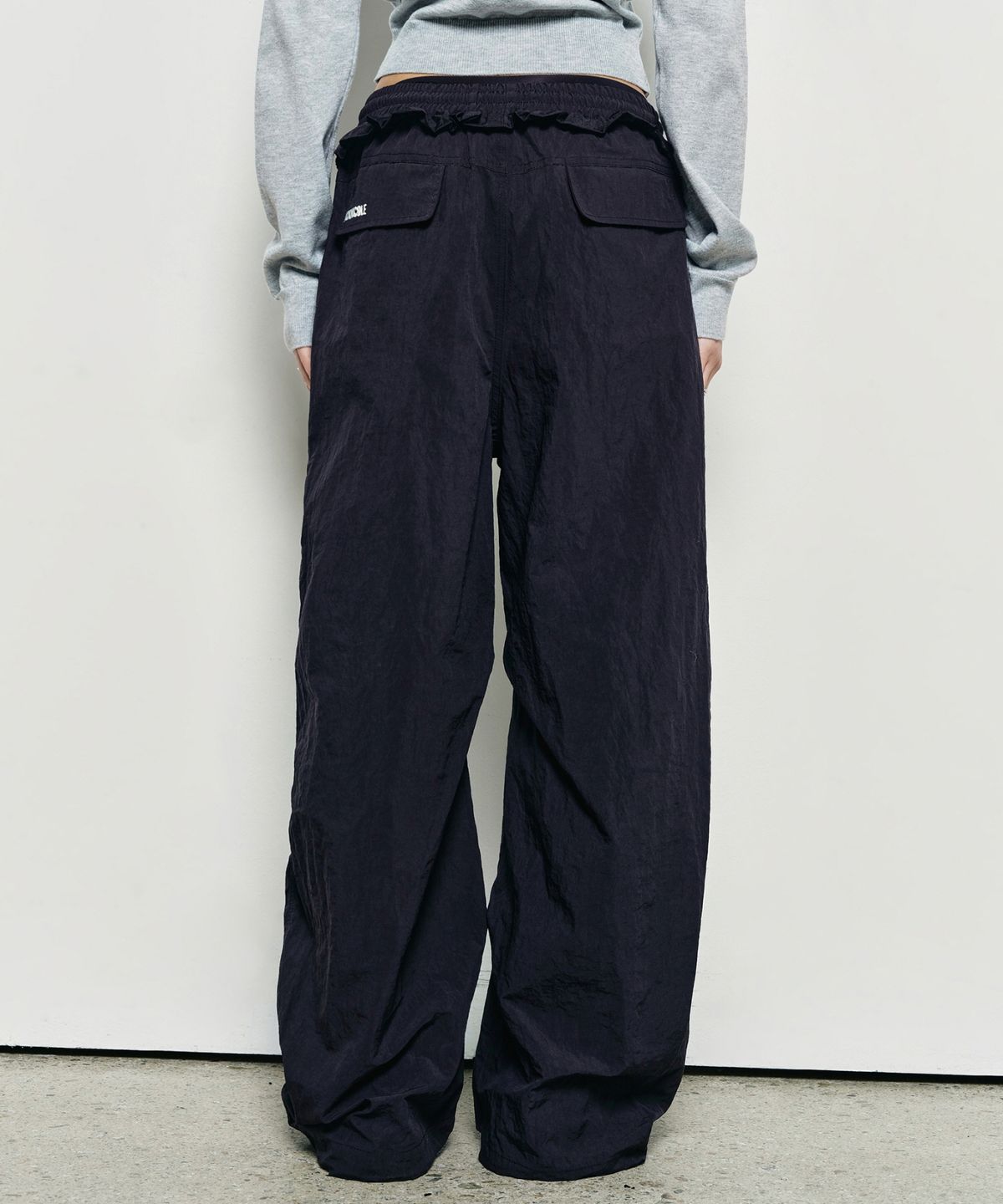 닉앤니콜(NICK&NICOLE) RUFFLE LACE PARACHUTE PANTS_BLACK