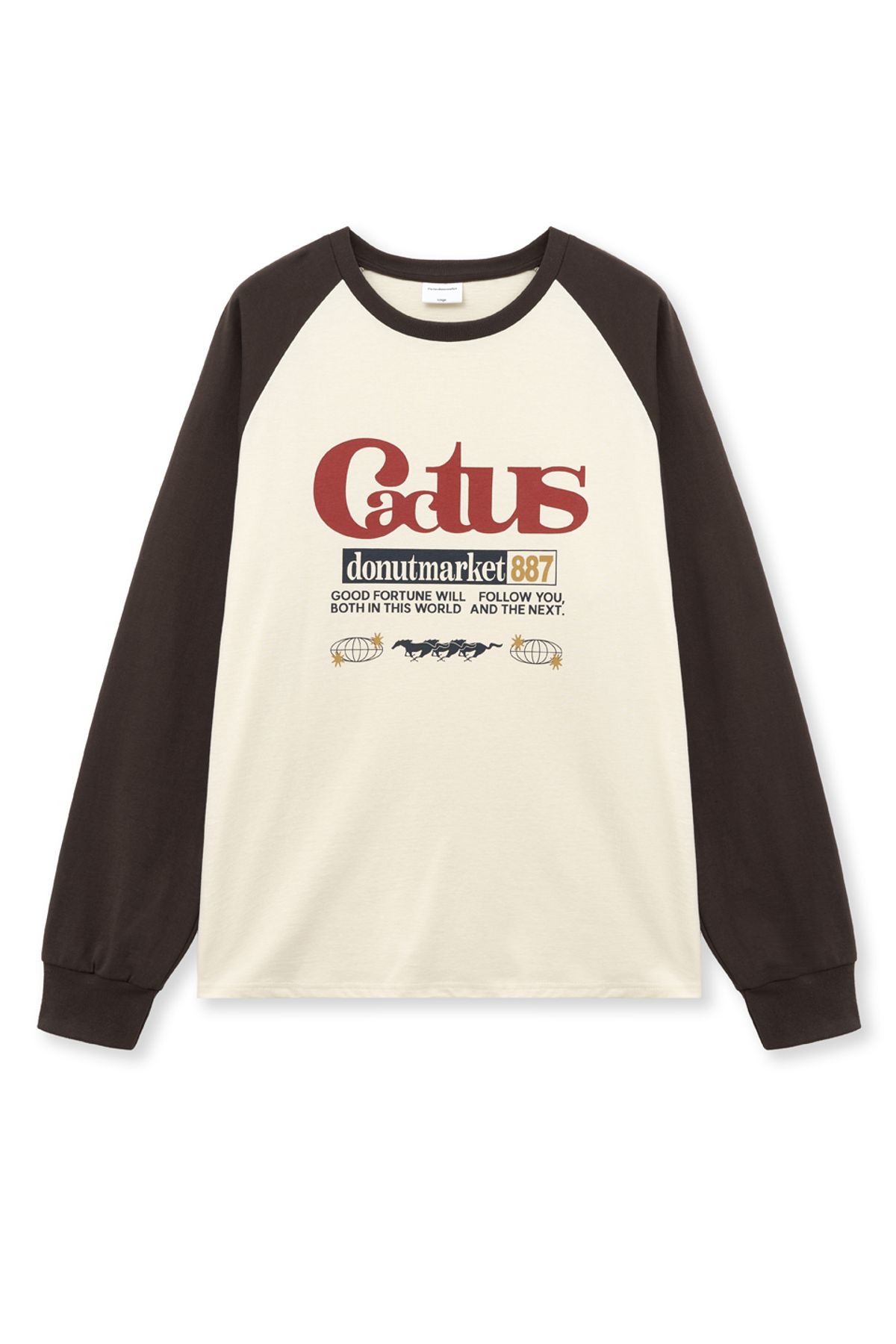 캑터스도넛마켓(CACTUSDONUTMARKET) Cactus Raglan Long Sleeve T-shirt-Brown
