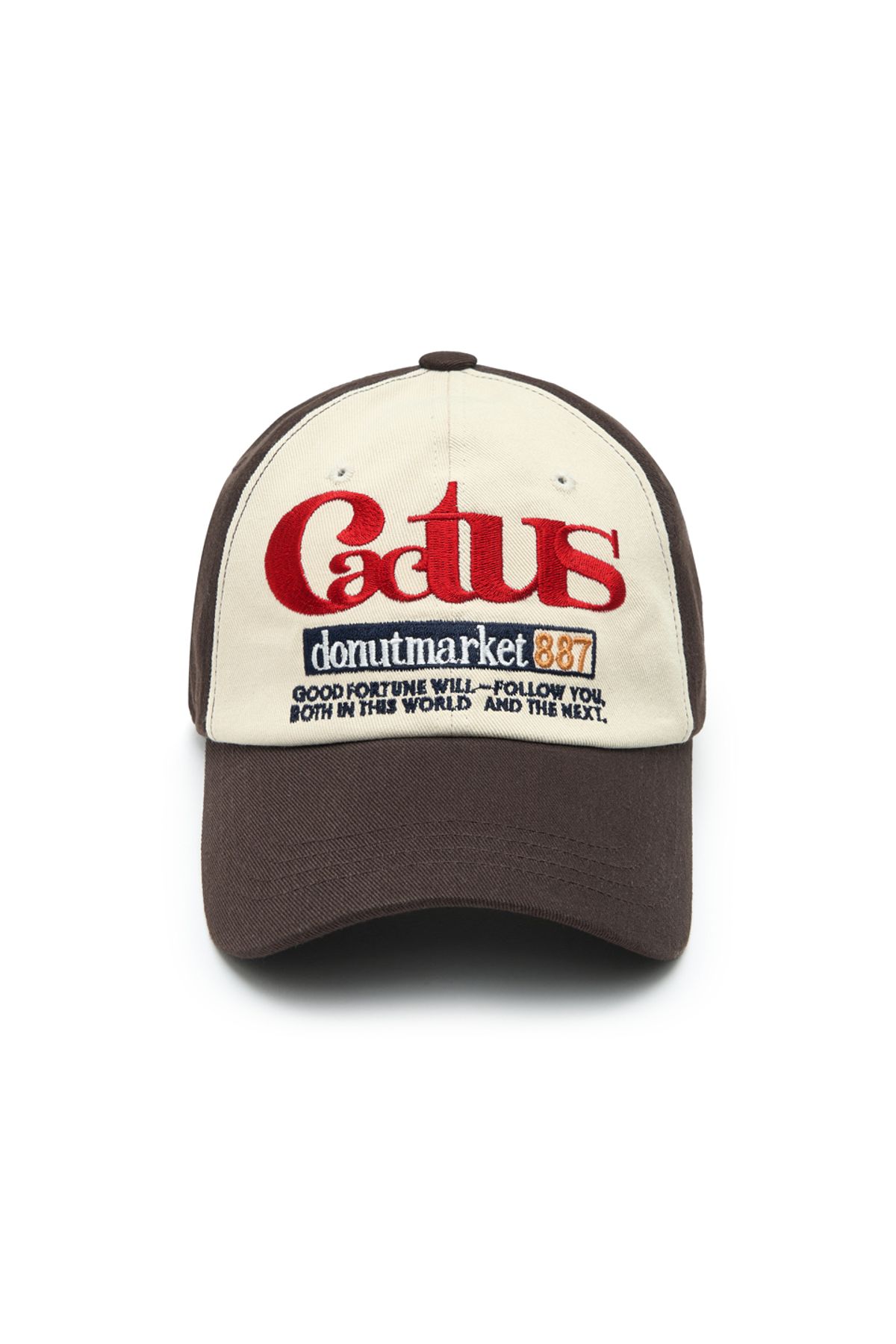 캑터스도넛마켓(CACTUSDONUTMARKET) Cactus Embroidery Two Tone Ball Cap-Brown