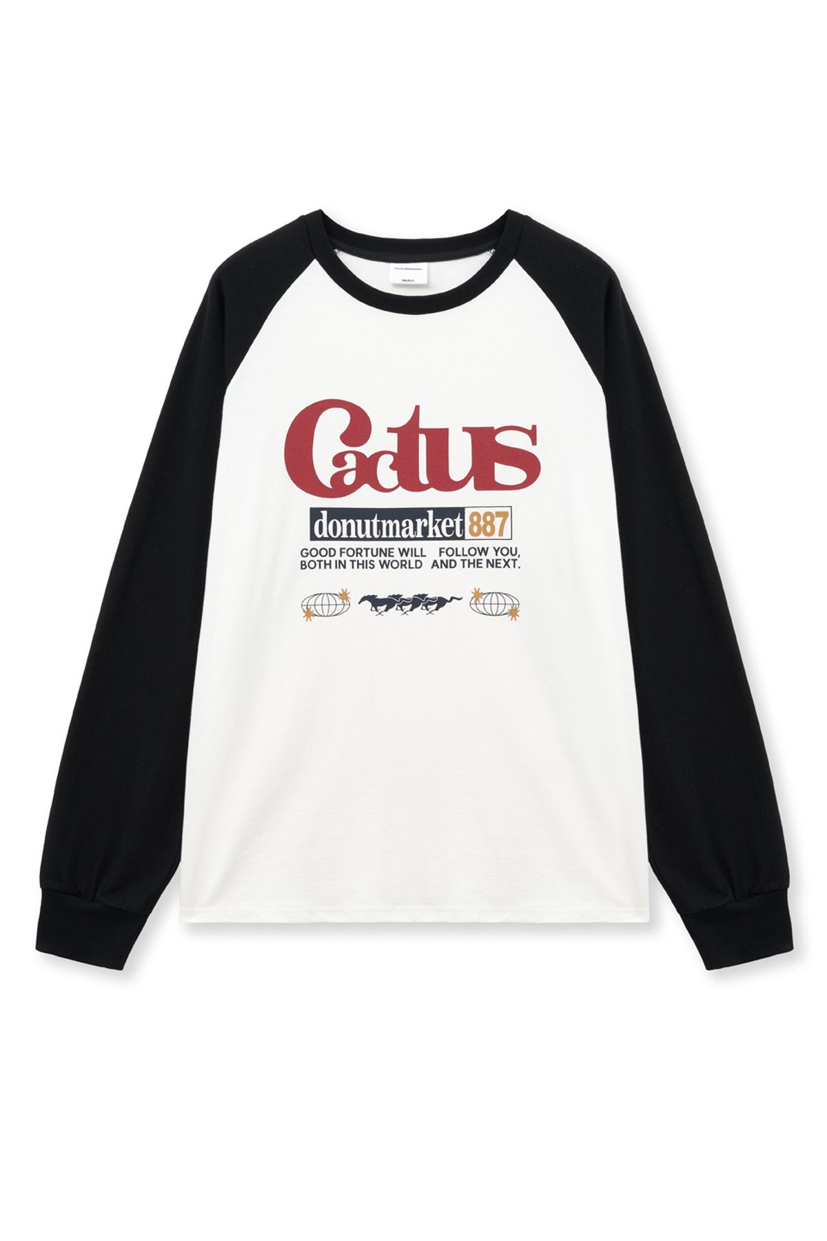 캑터스도넛마켓(CACTUSDONUTMARKET) Cactus Raglan Long Sleeve T-shirt-Black