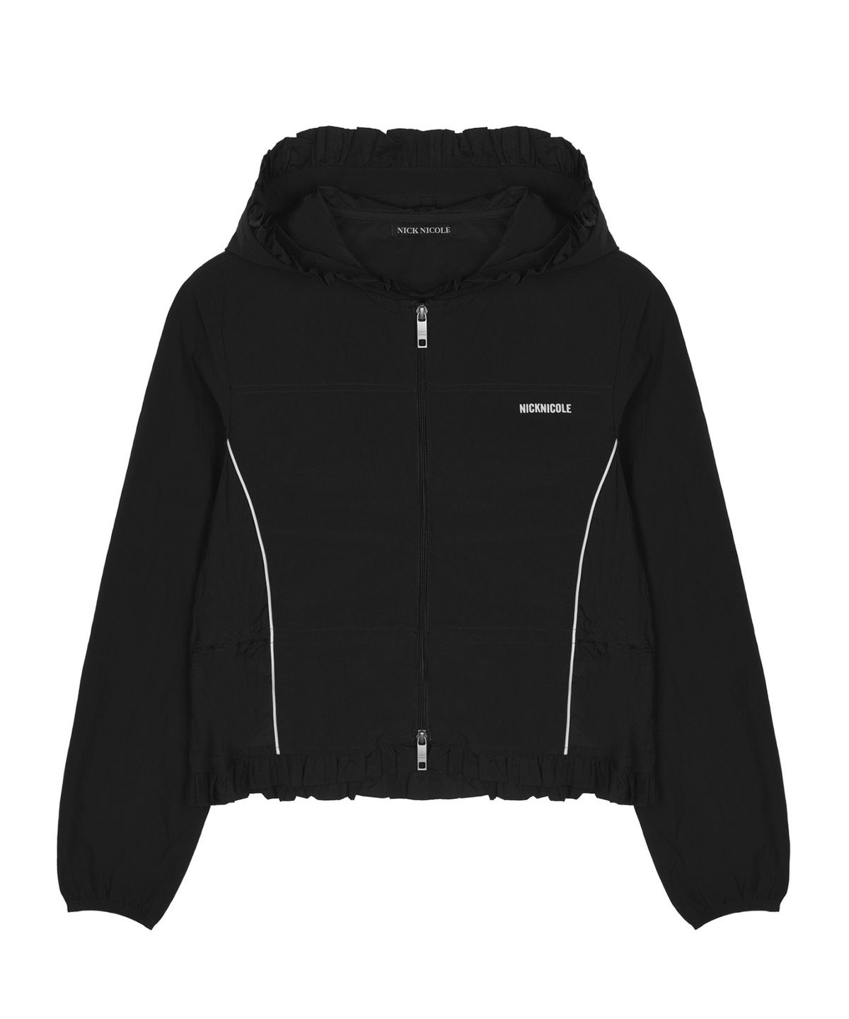 닉앤니콜(NICK&NICOLE) RUFFLE LACE HOOD JACKET_BLACK