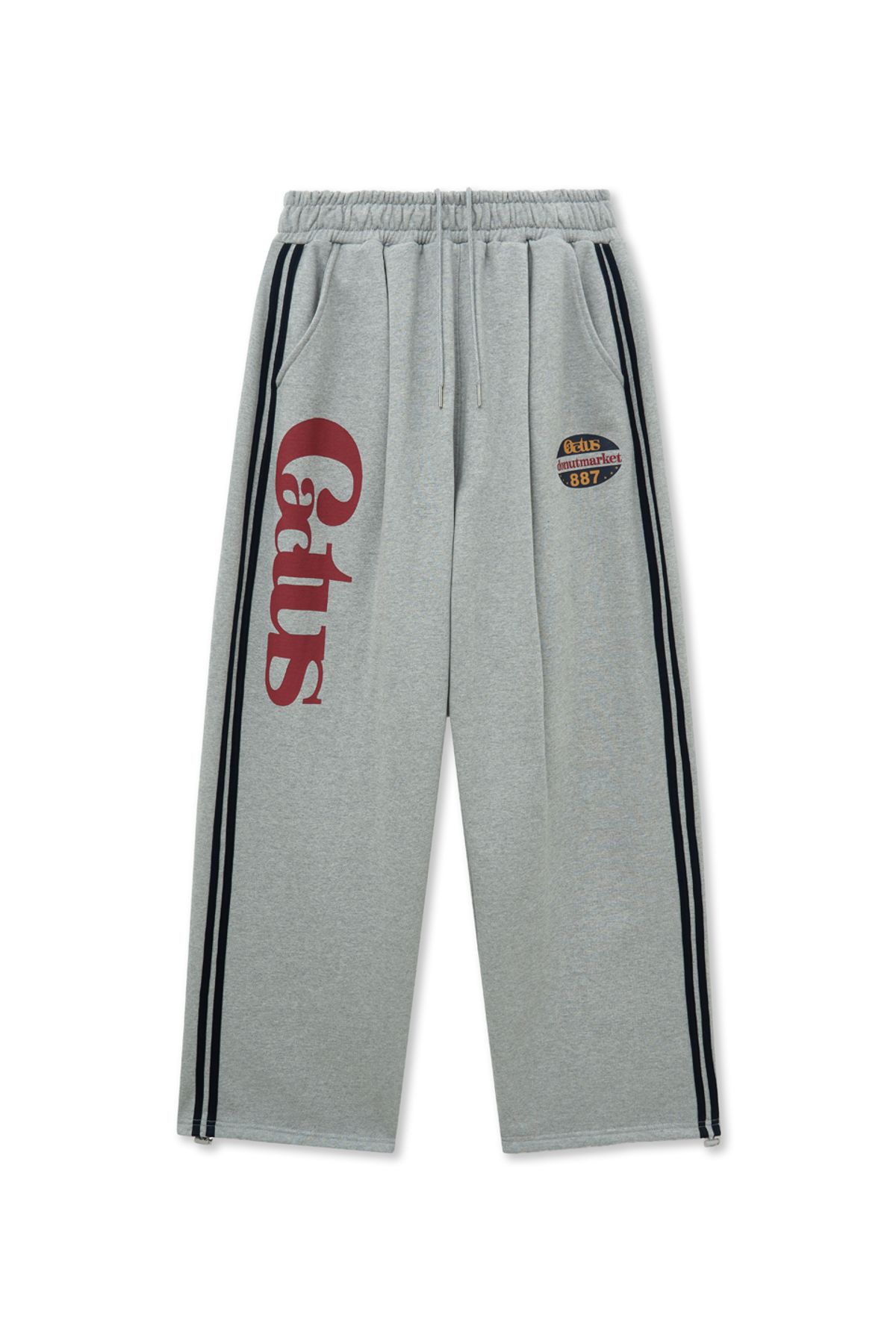 캑터스도넛마켓(CACTUSDONUTMARKET) Cactus Track Line Wide Sweat Pants-Melange gray