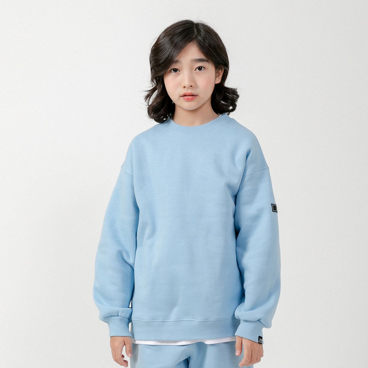 오실롯 주니어(OCELOT JUNIOR) 기모 무지 오버핏 아동용 맨투맨 OCLMTJ-18 (블랙)